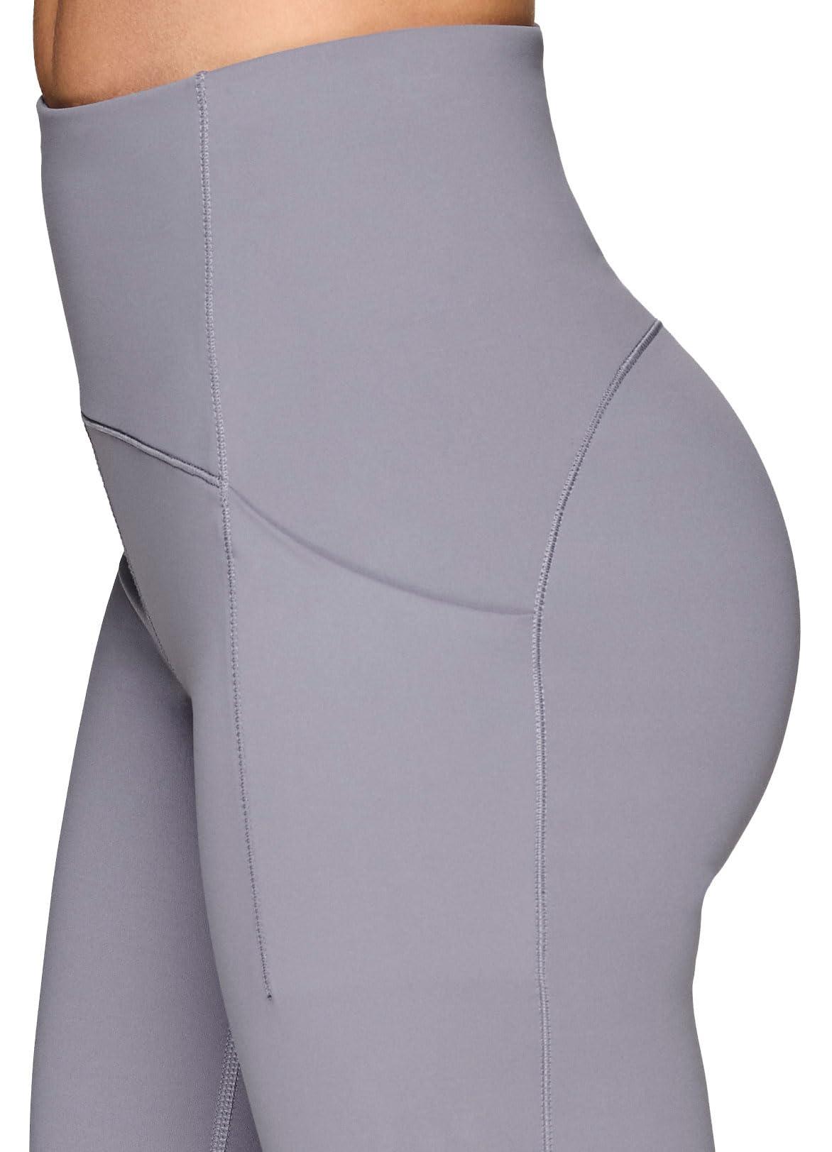 RBX RBX Women's Squat Proof 7/8 Legging with Pockets, Quick Dry Running Leggings with Curved High Rise Waistband with Plus Sizes Dolphin Grey L