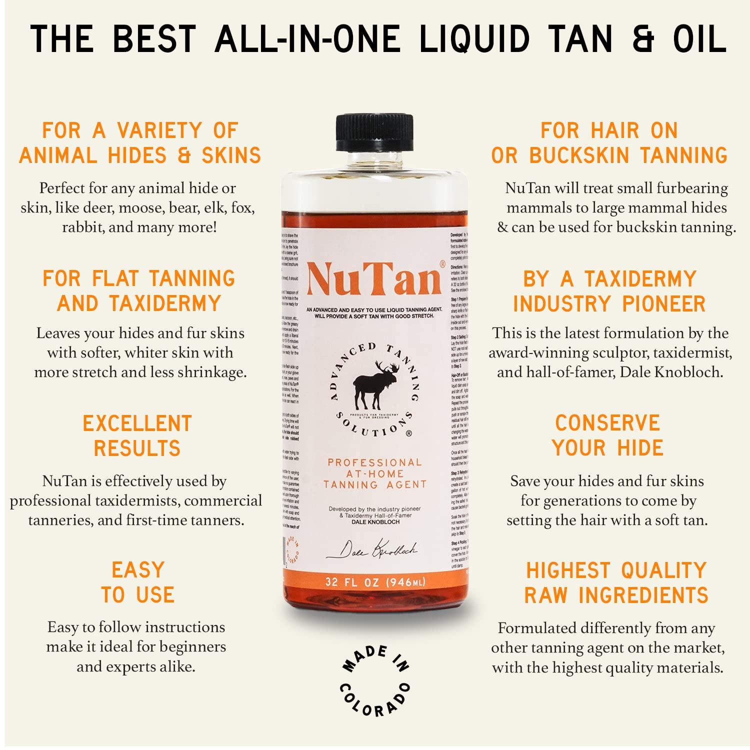ADVANCED TANNING SOLUTIONS Products for Taxidermy Advanced Tanning Solutions - NuTan 32oz DIY Hide and Fur Tanning Solution - Next Generation At Home Hair-On and Buckskin Tan