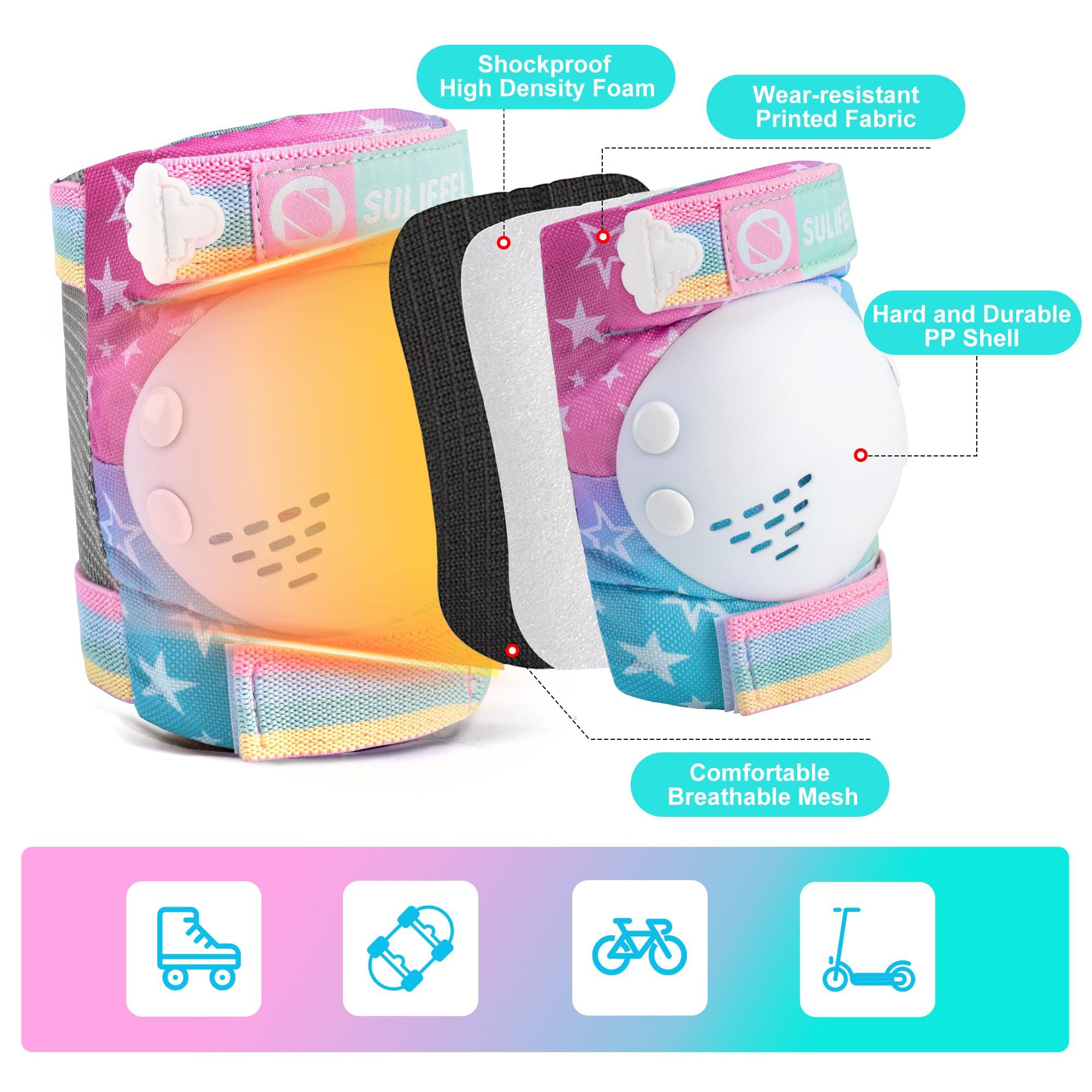 SULIFEEL SULIFEEL Rainbow Unicorn Roller Skates for Kids with Adjustable Protective Gear Set Dazzle Small