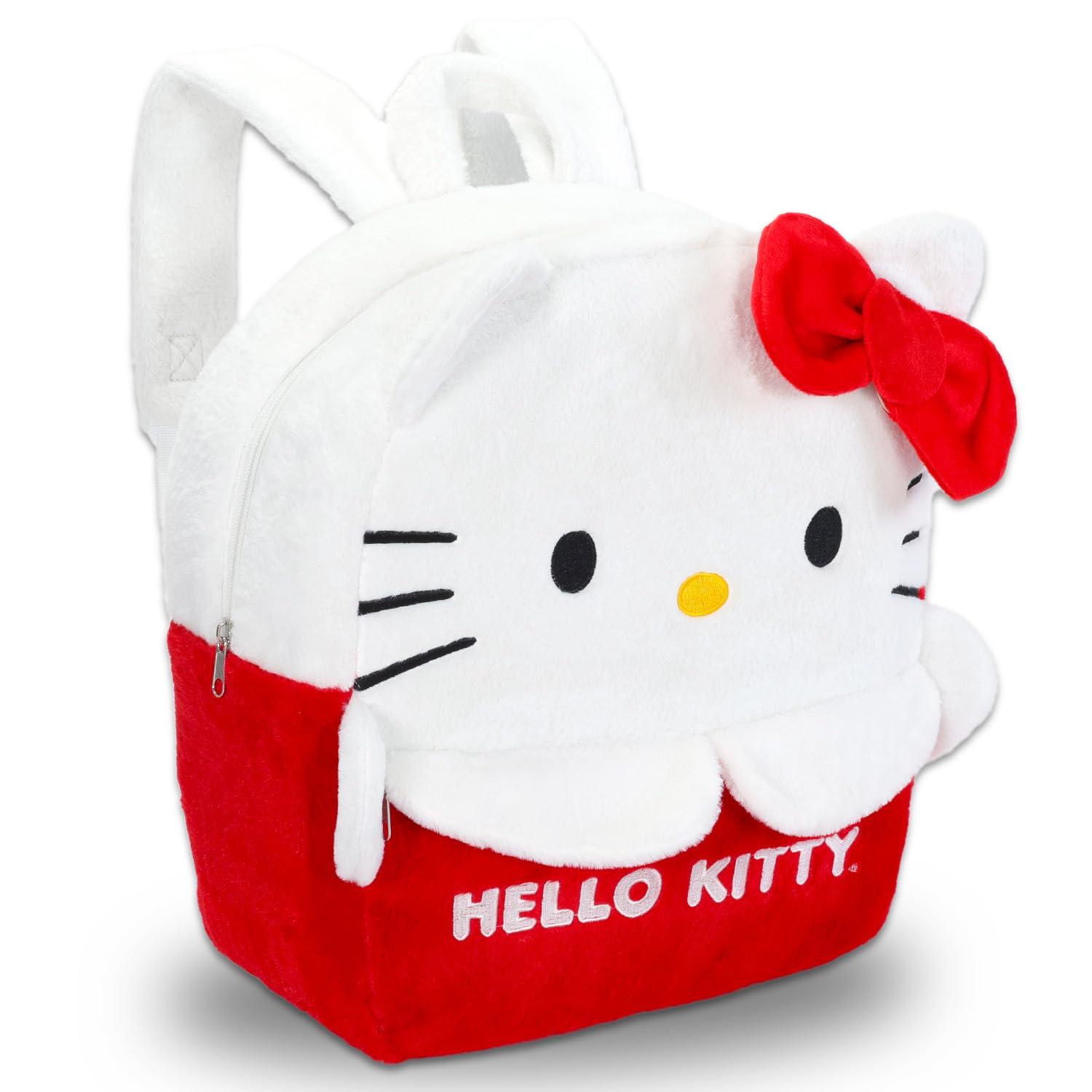 SANRIO Hello Kitty Plush Backpack Set - Bundle with 15" Sanrio Plushie Backpack Doll with Carrying Straps Plus Tattoos, Stickers, and More for Kids