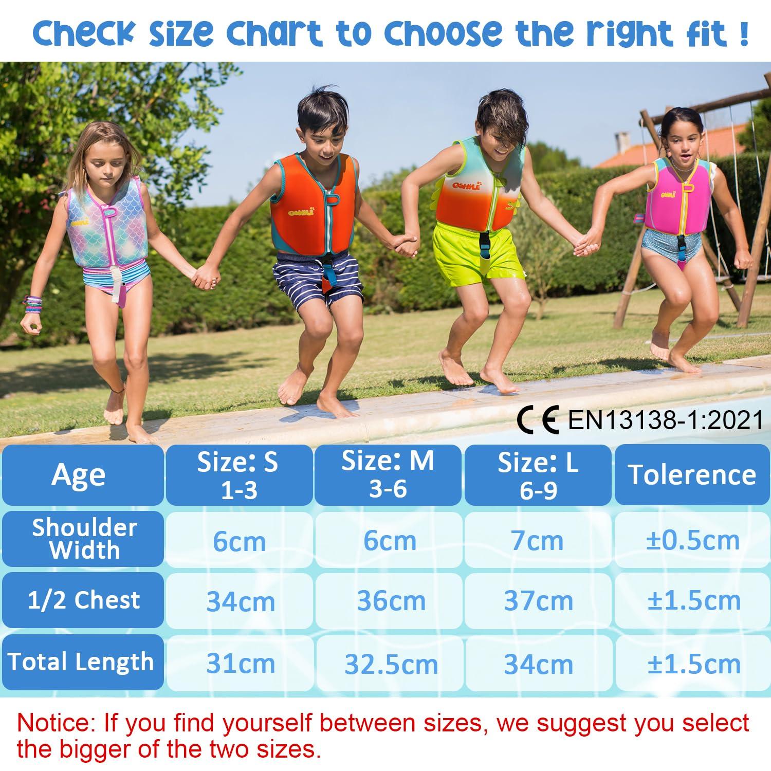 OSHYLE OSHYLE Premium Neoprene Swim Vest for Kids - with Adjustable Safety Straps Age 1-9,Ideal Buoyancy Swim Aid for Boys, Girls, and Toddlers (Unicorn, M(3-6))