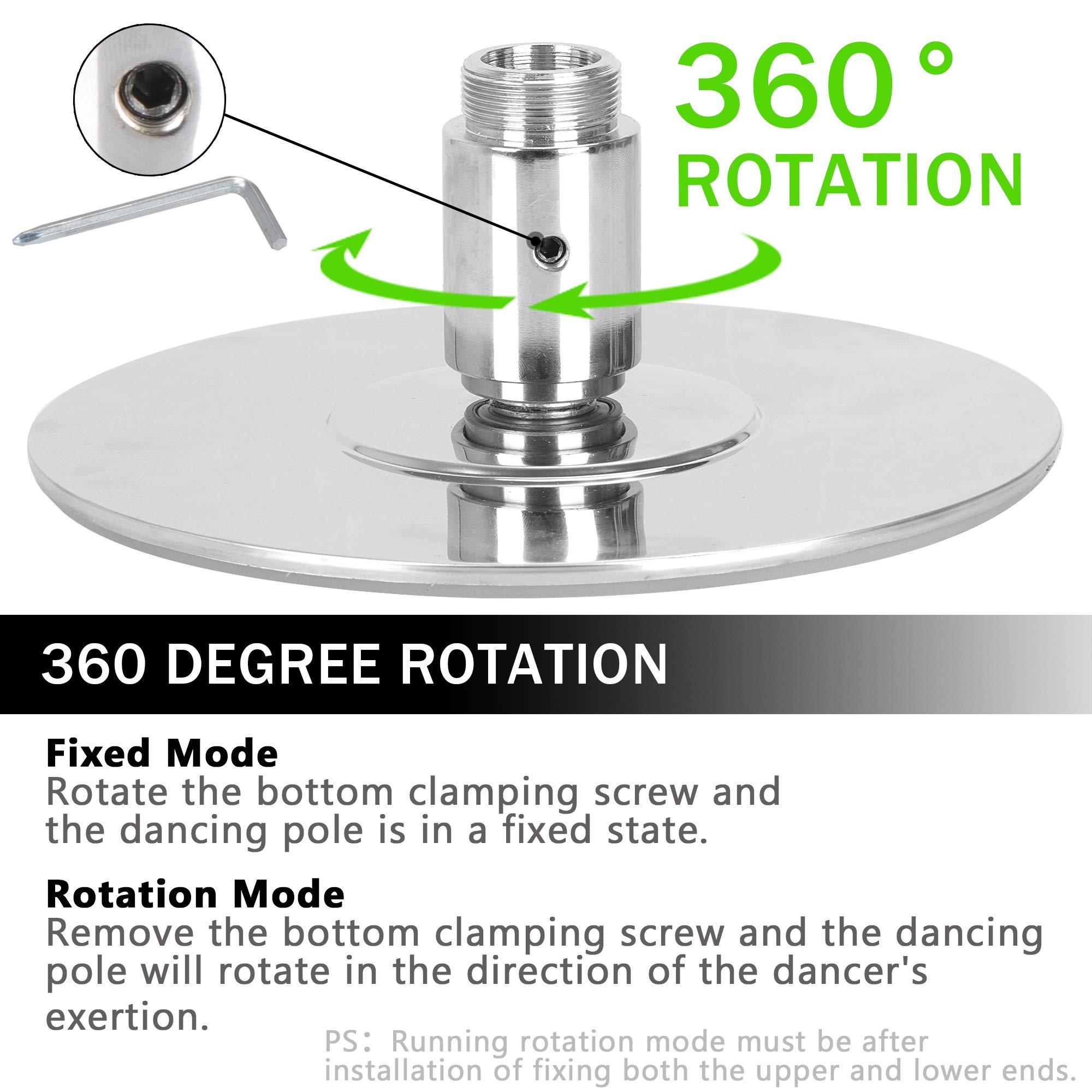 Saturnpower Saturnpower Stripper Pole Spinning Static Dance Pole 45 mm Portable Removable Dancing Pole Kit with Extension for Beginner Professional Exercise Club Party Pub Home Gym Fitness, Silver