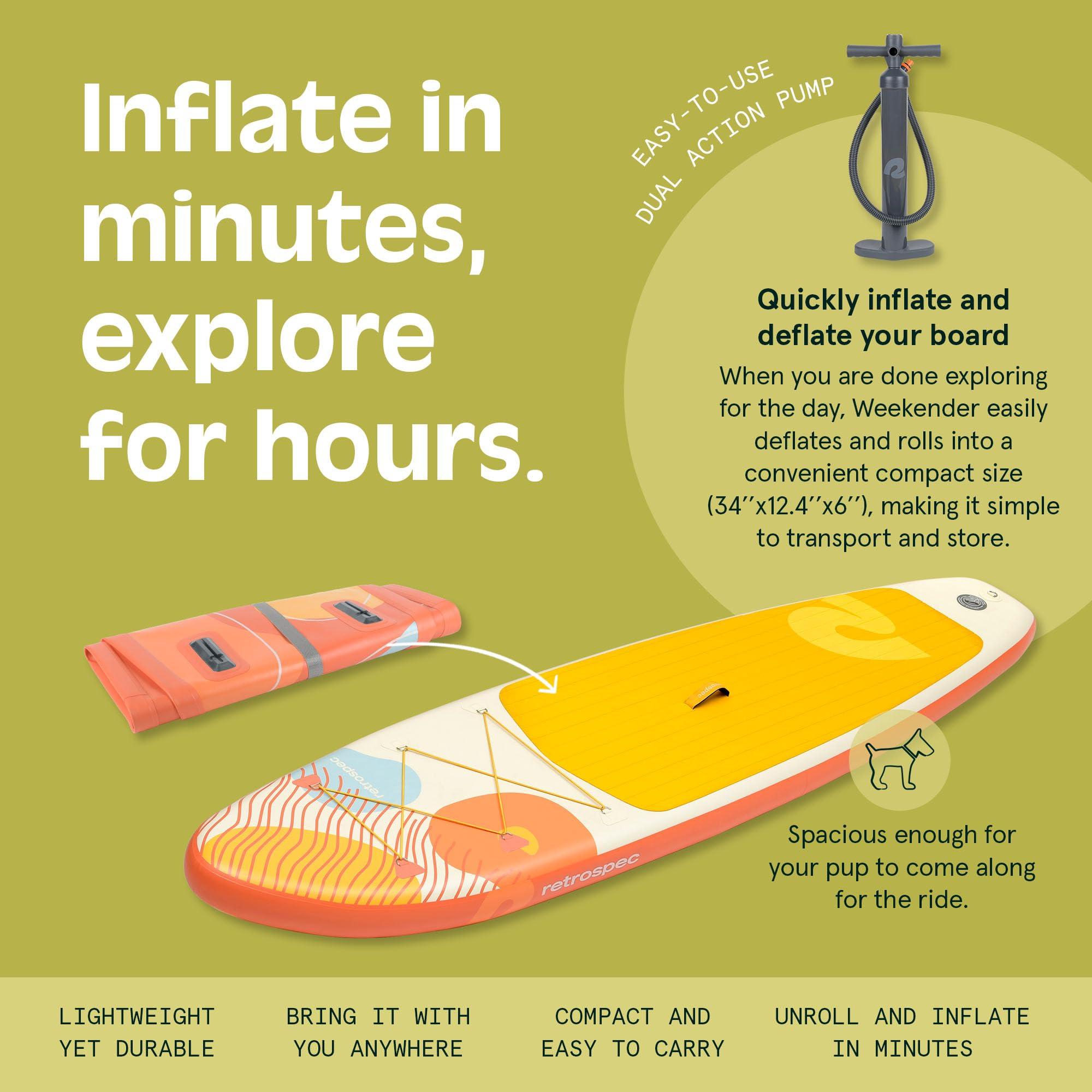 Retrospec Retrospec Weekender Inflatable Paddle Board with Beach Accessories - 10'6" X 32in SUP Board, Textured Deck Pad, Pump & Travel Bag - Lightweight iSUP