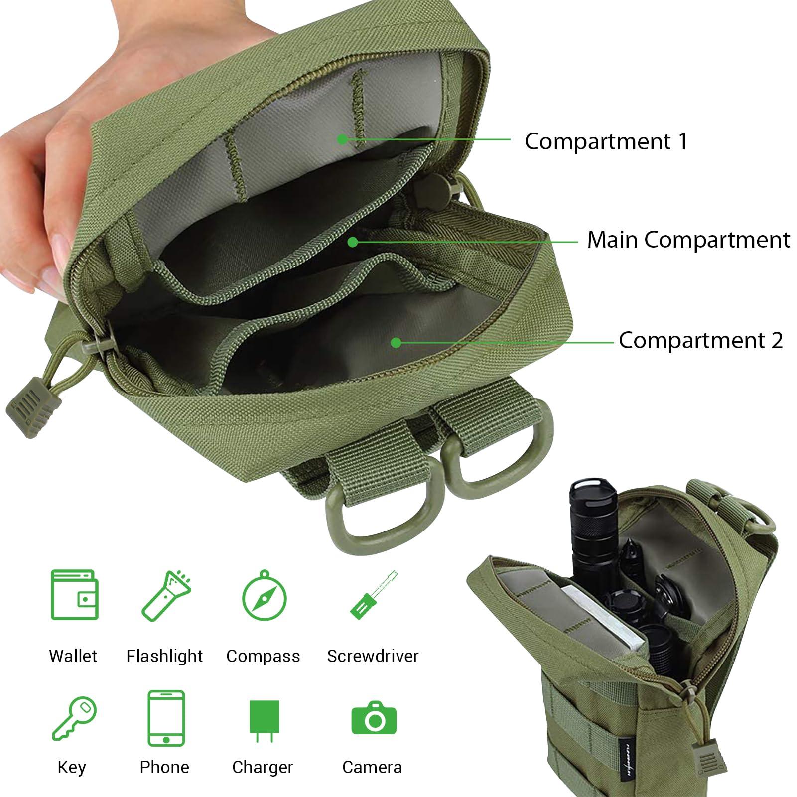 FUNANASUN FUNANASUN 2 Pack Molle Pouches Tactical Pouch Small Molle Pouch Compact Water-Resistant EDC Pouch Molle Bag