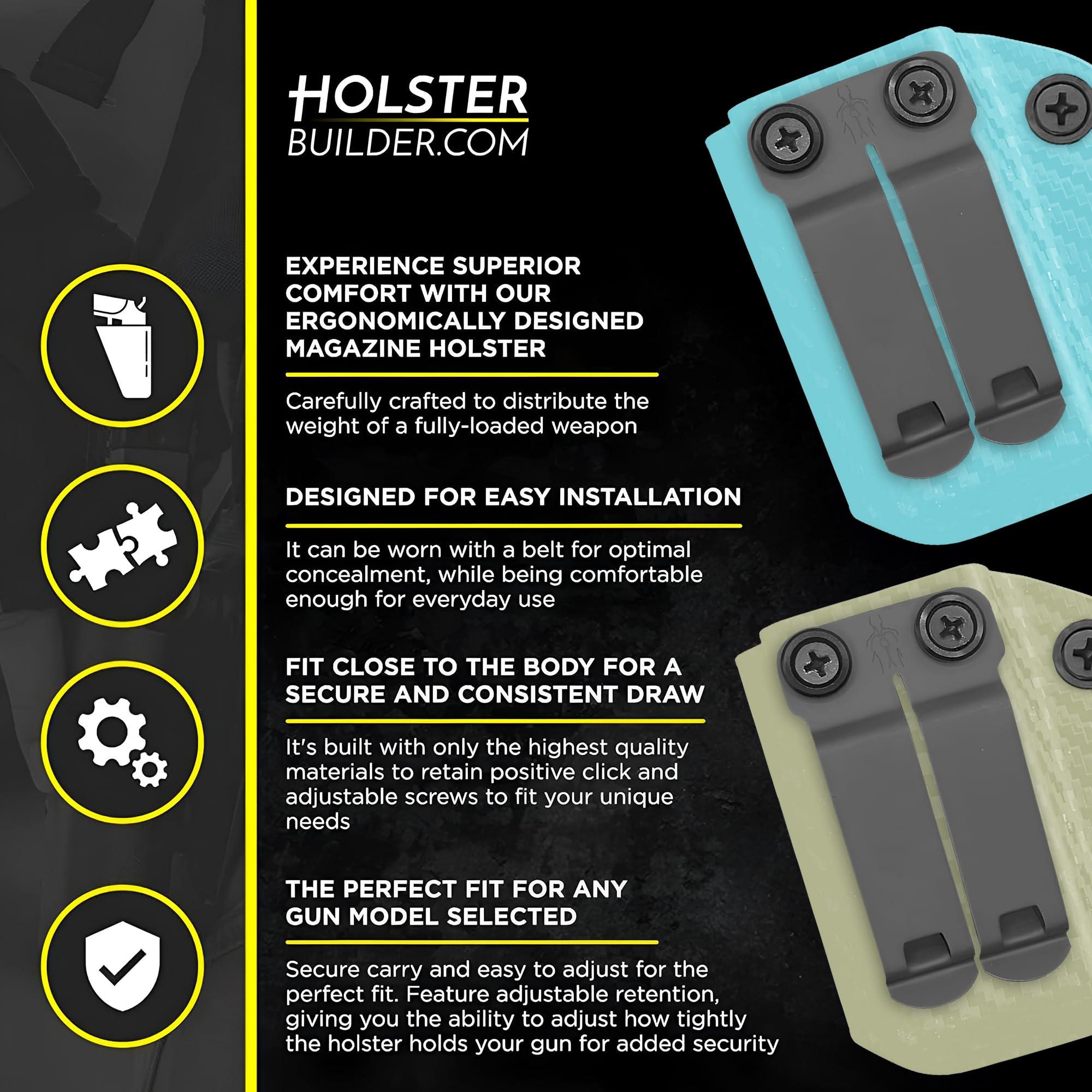 HolsterBuilder HolsterBuilder Ambidextrous IWB/OWB Carbon Fiber Magazine Holster - Convenient Concealment Holster with Mag Pouch - Accessory for Men & Women - Sig P320