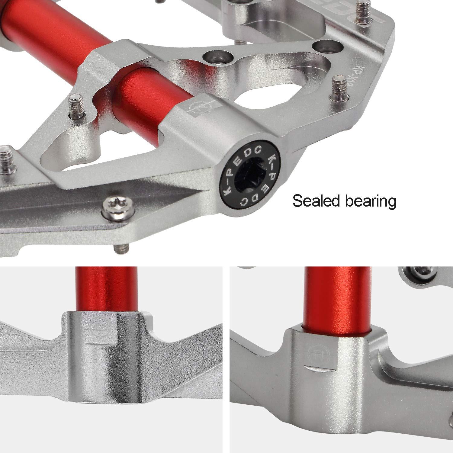 K PEDC K PEDC Aluminum Alloy 9/16" Bike Pedal MTB Wide Platform Flat Non-Slip Bicycle Pedals with 3 Bearings for Mountain Bikes, Road, BMX