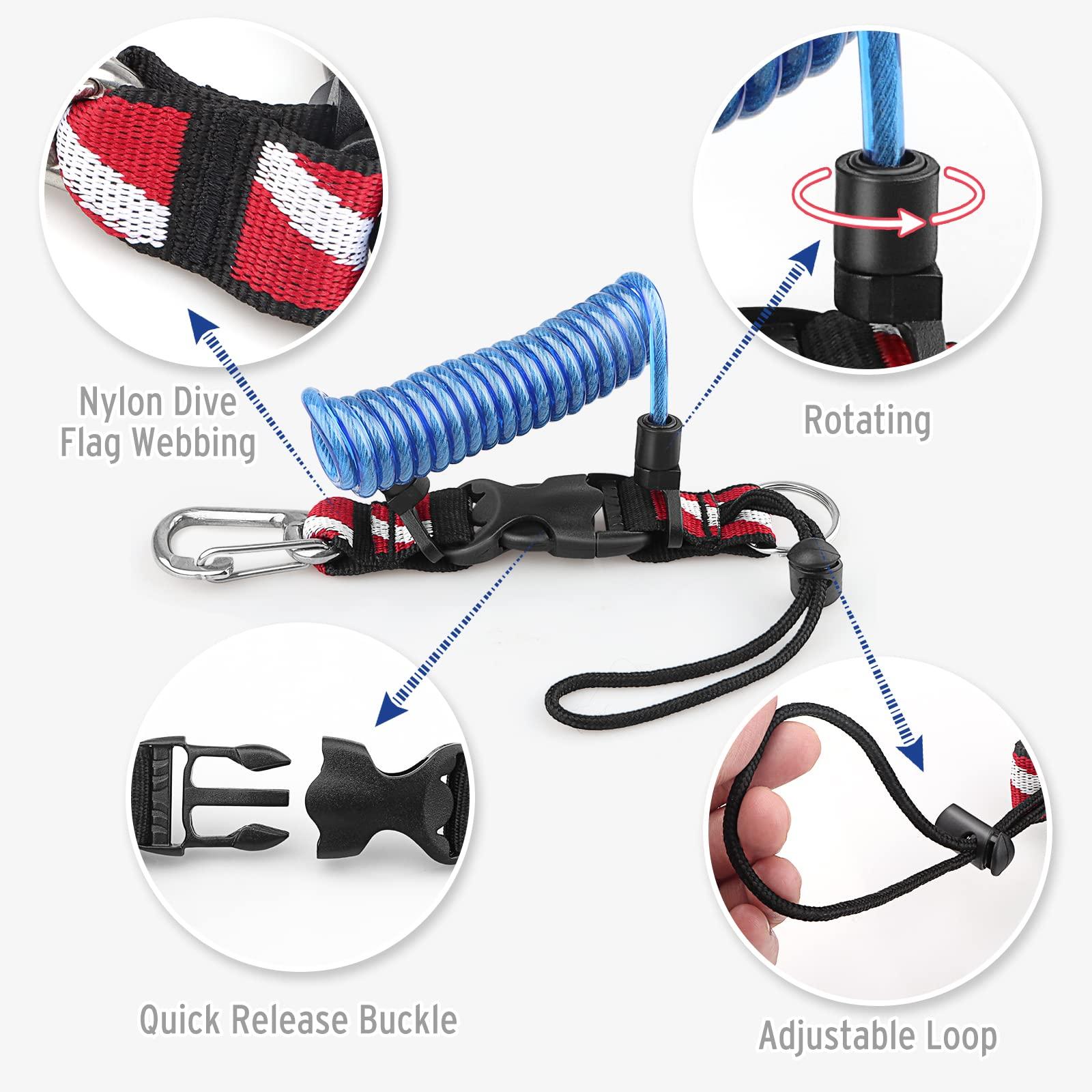 OVOVFANY OVOVFANY Scuba Diving Lanyard + Double-Clips Scuba Retractable Lanyard