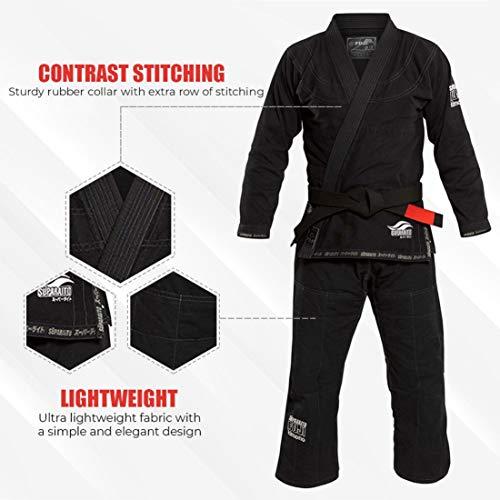 FUJI FUJI Suparaito BJJ GI and Martial Arts Uniform - Brazilian Jiu Jitsu Gi With Pearl Weave Jacket, Black, Size A4