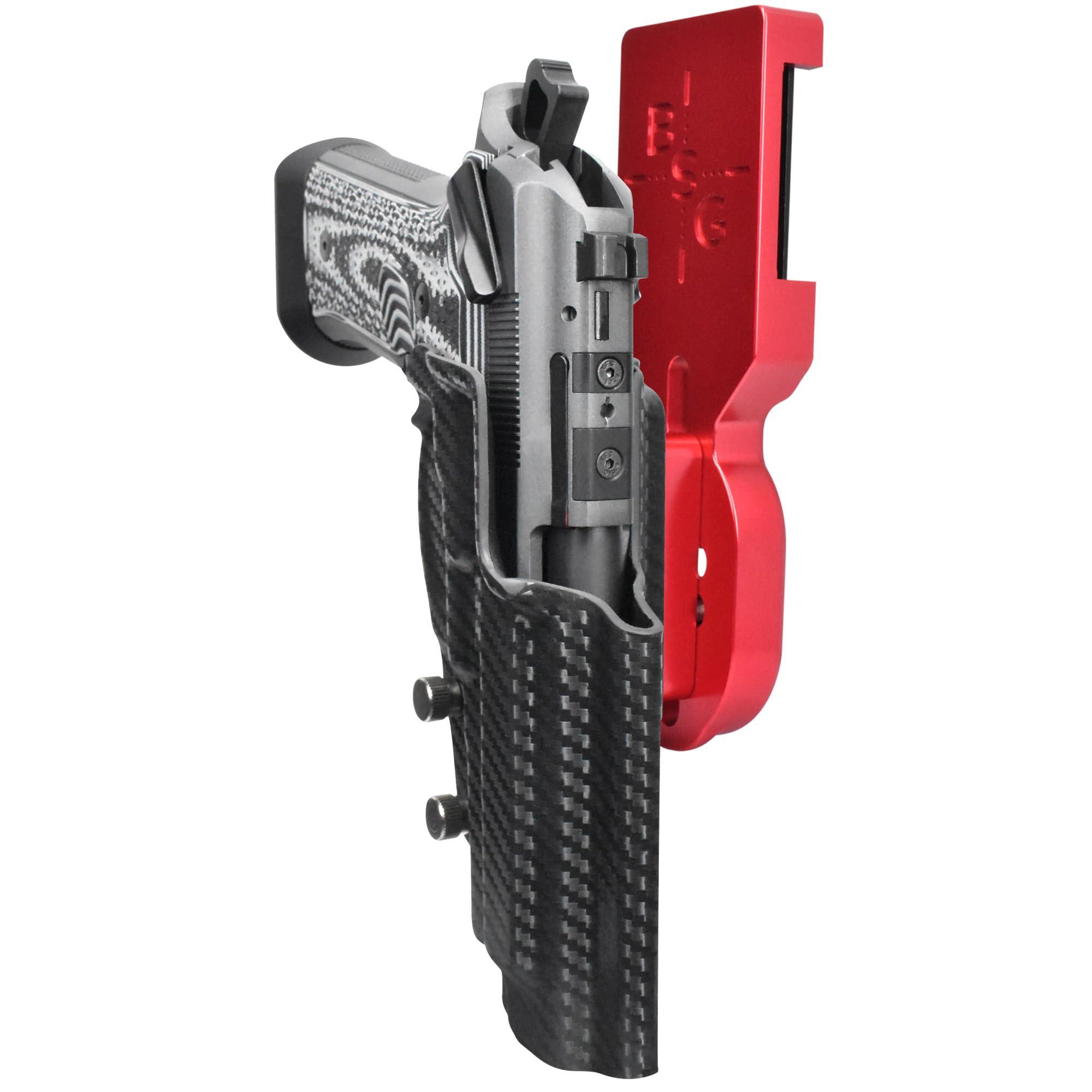 Black Scorpion Outdoor Gear Pro Heavy Duty Competition Holster fits Beretta 92XI SAO, SAO Gara, SAO Tactical, Squalo (Right-Hand Draw, Red/Carbon Fiber)