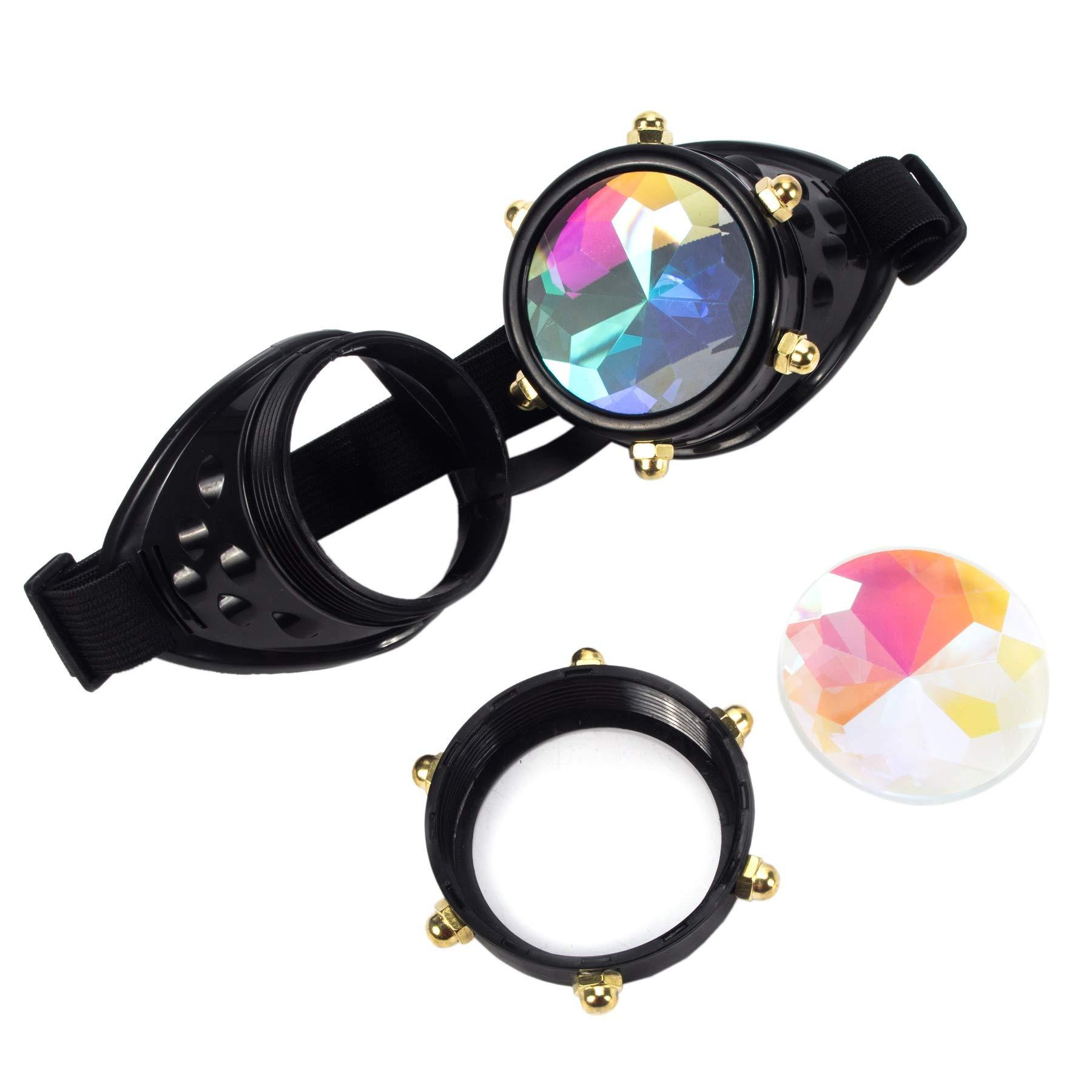 FOCUSSEXY FOCUSSEXY Fashion Kaleidoscope Goggles Rave Party Sunglasses Diffracted Lens