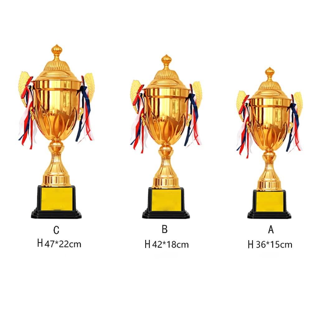 NineFit Basics Tall Trophy Cup Gold Award Trophy Cups Large Metal Award Trophy Cup, Large Trophy Cup for Sport Tournaments, Competitions, Party (Color : Gold, Size : B/42 * 18cm)