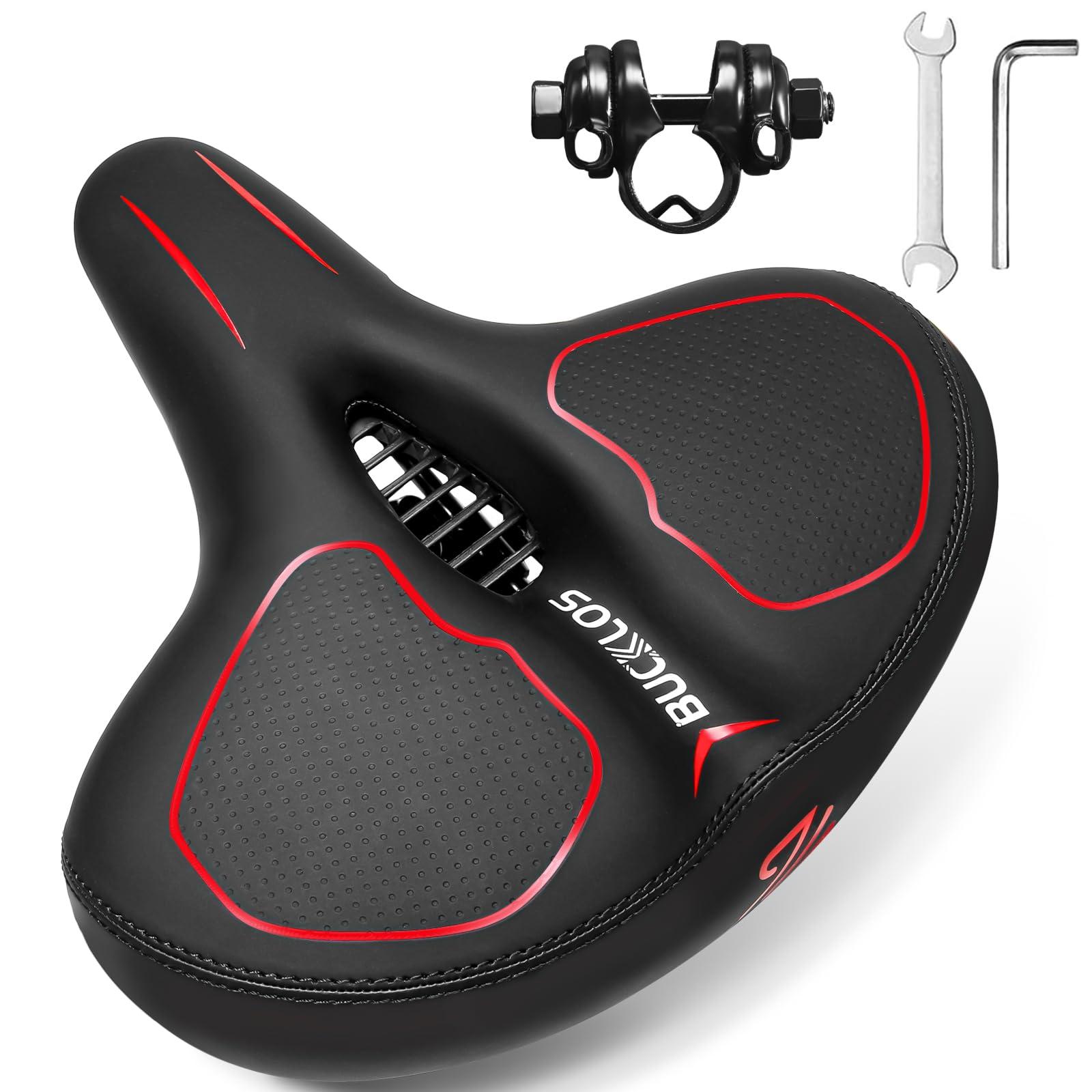 BUCKLOS BUCKLOS Extra Wide Comfort Bike Seat Cushion for Men Women - Bicycle Big Soft Foam Padded Seats for Exercise Bike/Peloton/Ebike/Stationary Bike/Spin Bike