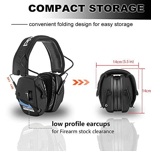 PROHEAR PROHEAR Digital Electronic Shooting Ear Protection Muffs with GEP02 Gel Ear Pads, Hunting Sound Amplification Earmuffs, NRR 23dB Low Profile Hearing Protection for Gun Range - Black