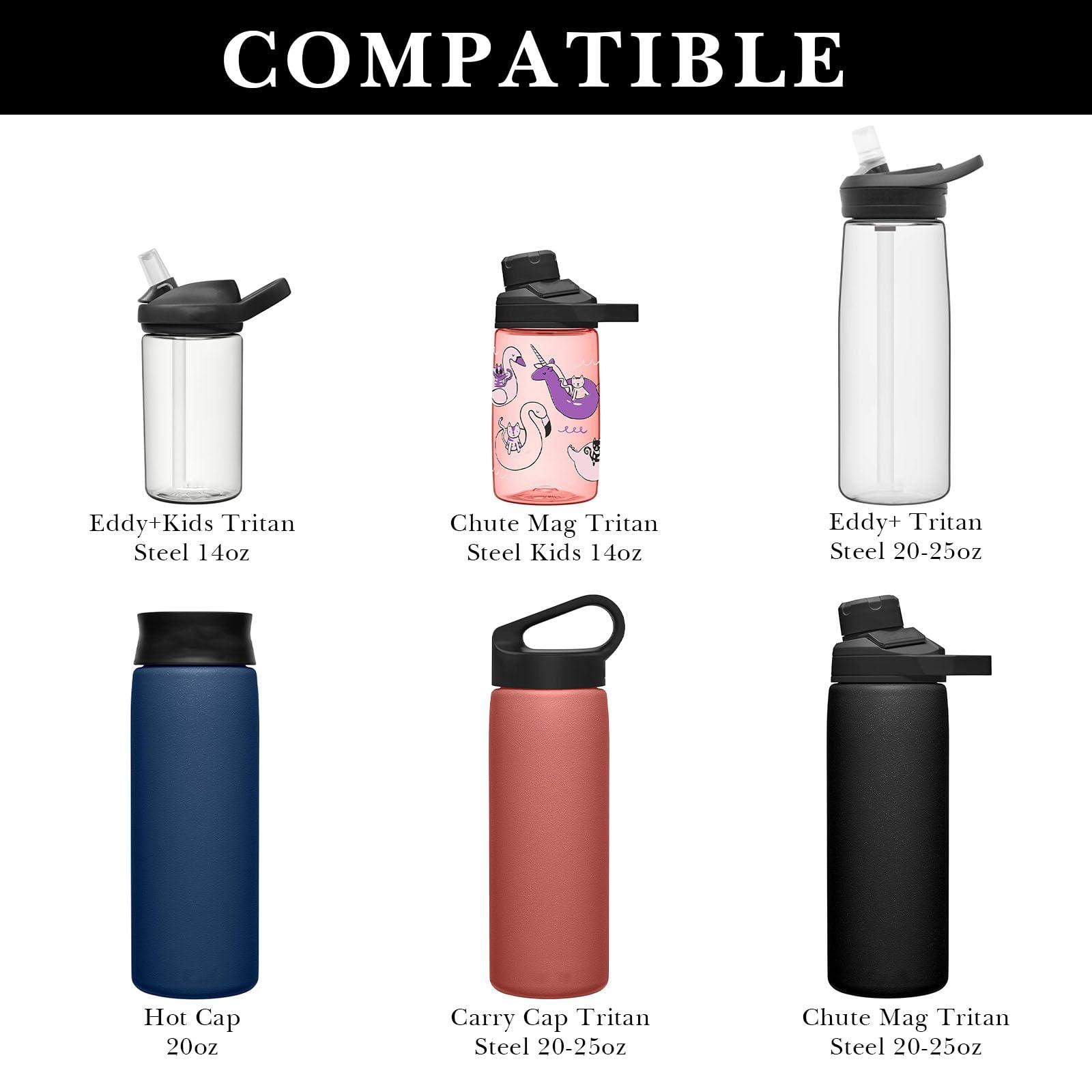 Linkidea Linkidea Water Bottle Boot Compatible with CamelBak Eddy+20oz/25oz, Chute Mag 20oz/25oz, Carry Cap, Silicone Anti-Slip Bottle Bottom Sleeve Cover Protector, Bottle Bumper (Black / 2 Pack)
