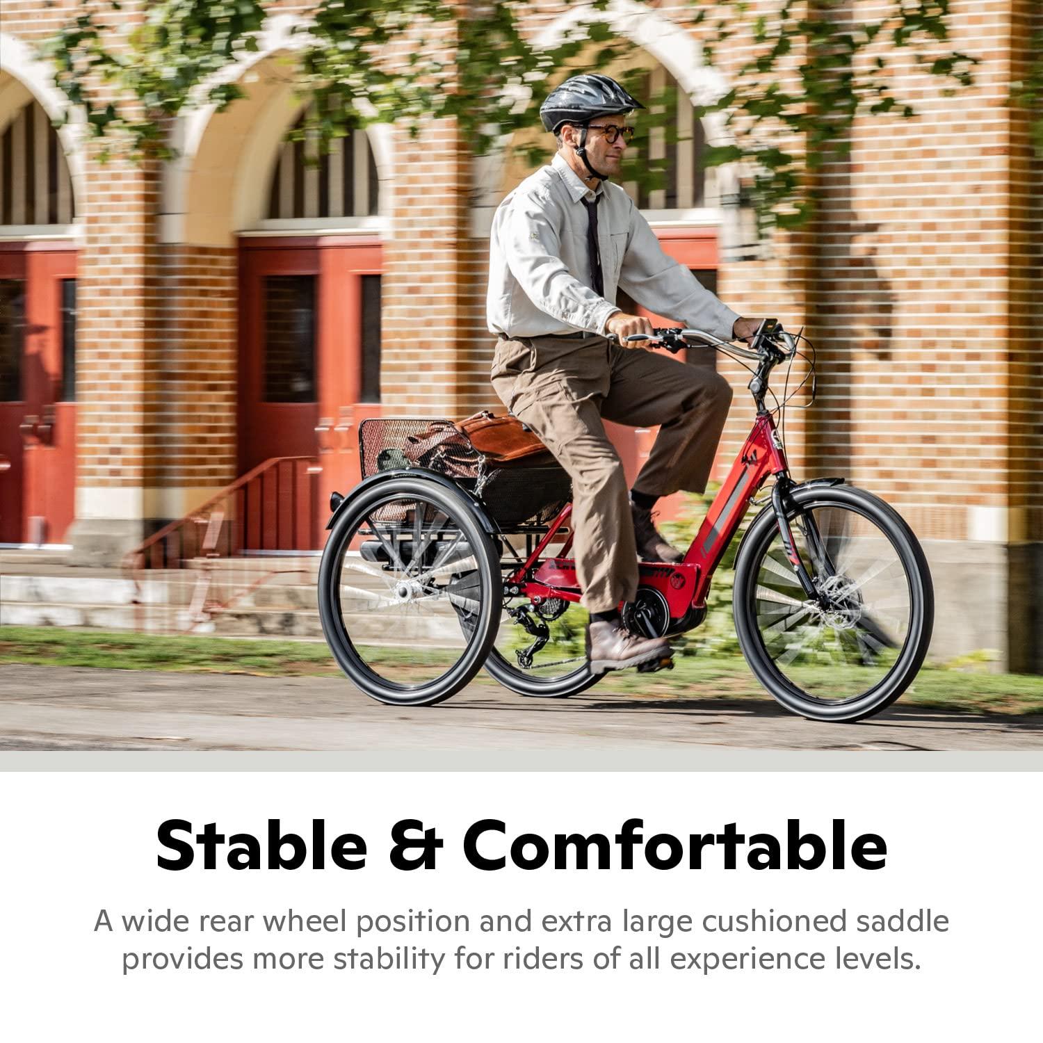 Schwinn Schwinn Meridian Adult Tricycle, 24 Inch Bike for Women and Men, Single-Speed Adult Trike, Low Step-Through Frame, Springer Cruiser Seat, Upright Riding Position, Bike with Basket, Tricycle for Adults