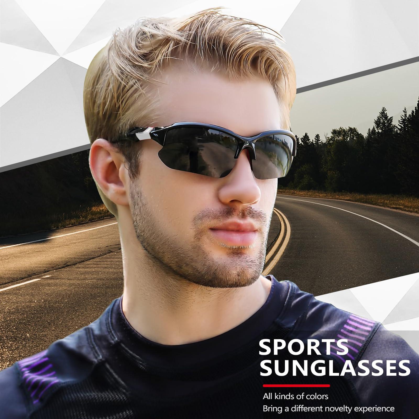 DioKiw DioKiw 3PACK Sports Polarized Sunglasses for Men Cycling Running Fishing UV400 Protection Sun Glasses Lightweight Half Frame Goggles