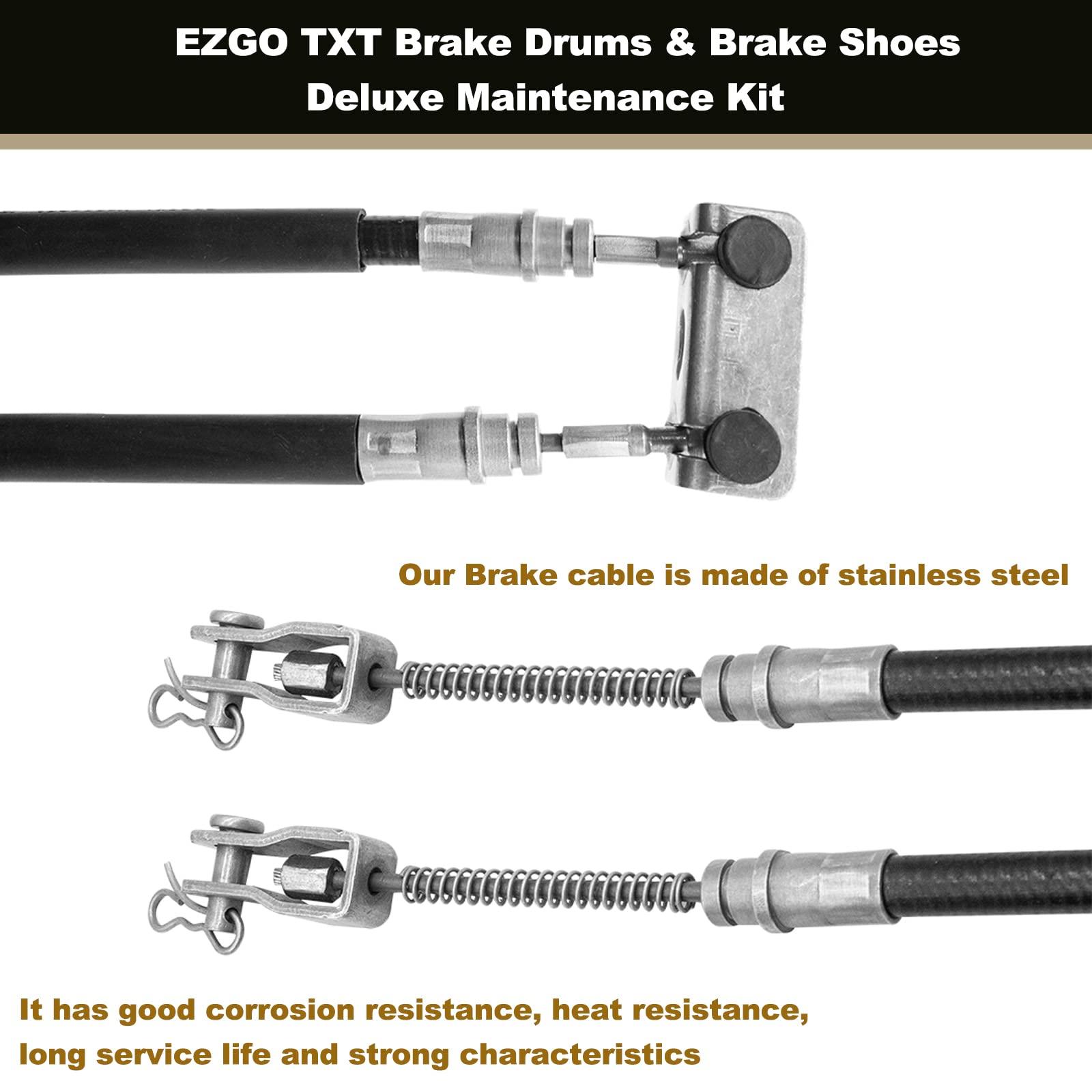 CLUBRALLY CLUBRALLY EZGO TXT Electric Deluxe Brake Golf Cart Maintenance Kit 1996-2008 -Contain Brake Drum/Hub,Brake Cables & Brake Shoes