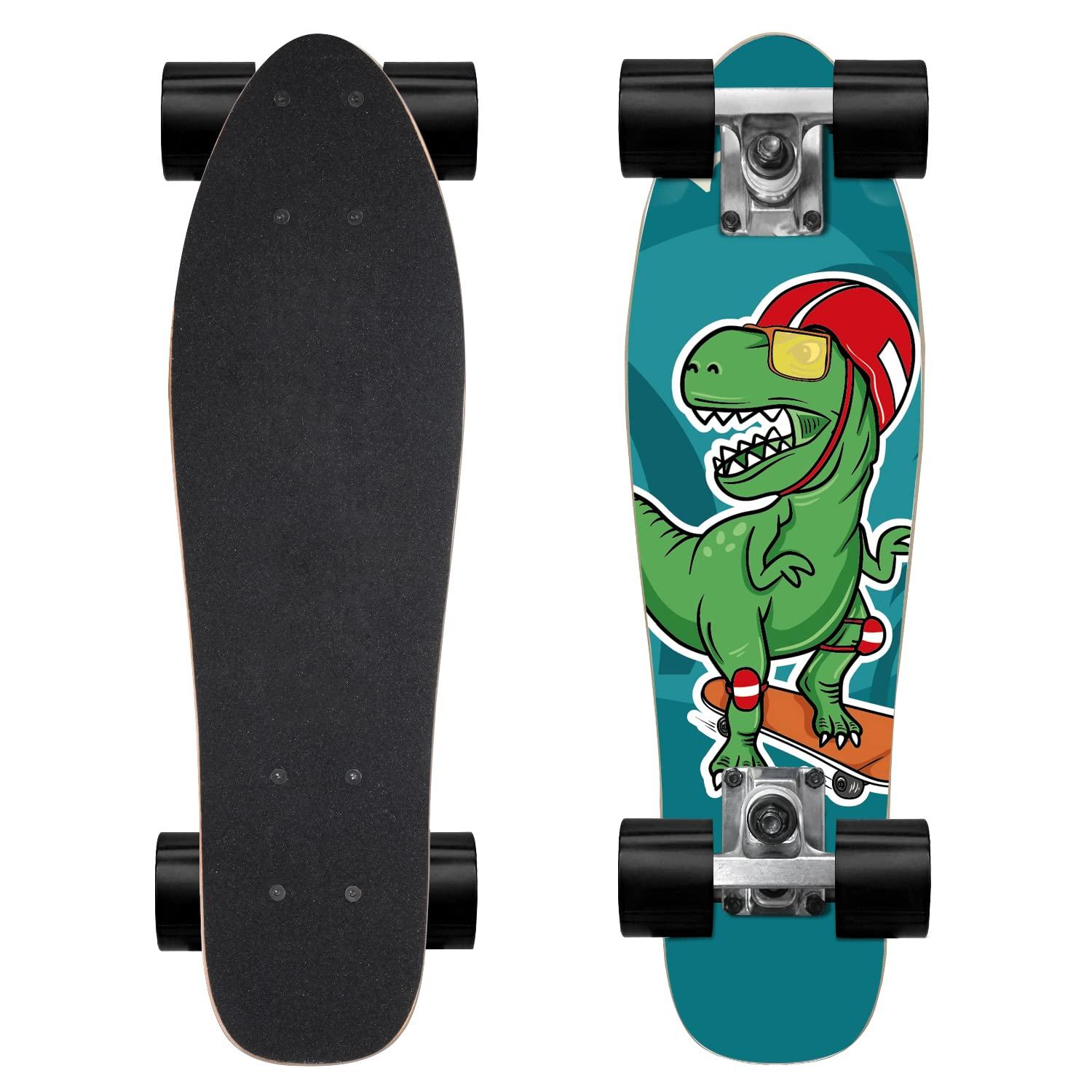 KO-ON KO-ON Skateboard Complete Skateboards 22 Inch Mini Cruiser Skateboards for Beginners Kids Boys and Girls (Robert T-Rex)