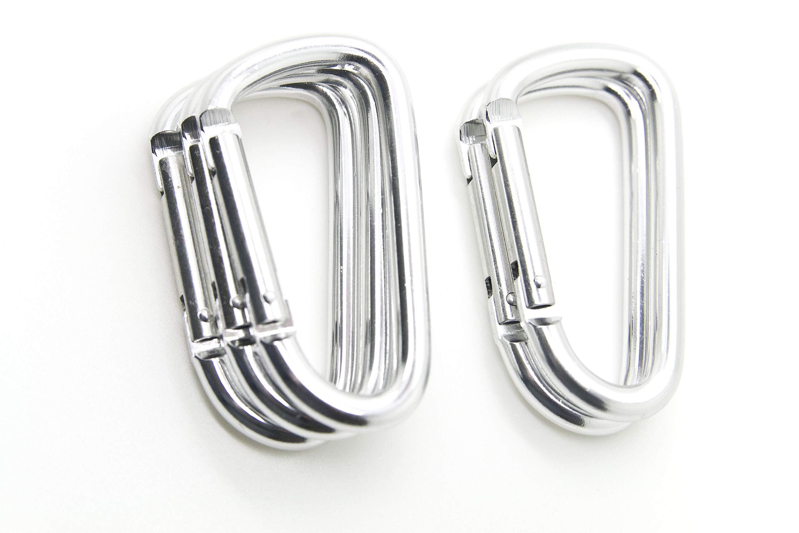 ONDEPOT 3\" Aluminum Carabiner D Shape Buckle Pack, Keychain Clip, Spring Snap Key Chain Clip Hook Buckle (Silver (12 Pack))