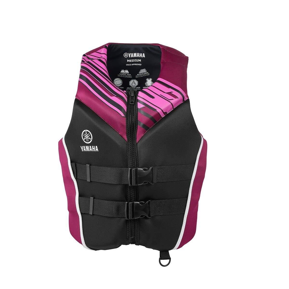 Yamaha Motor Yamaha Women's Neoprene Two-Buckle PFD Life Jacket Vest (as1, Alpha, l, Regular, Regular, Pink/Black/White)