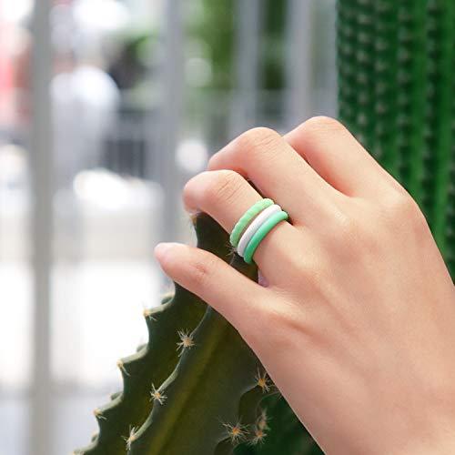 Forthee Forthee 10 Pack Silicone Wedding Ring for Women, Thin and Braided Rubber Band, Fashion, Colorful, Comfortable fit, Skin Safe,Size 8