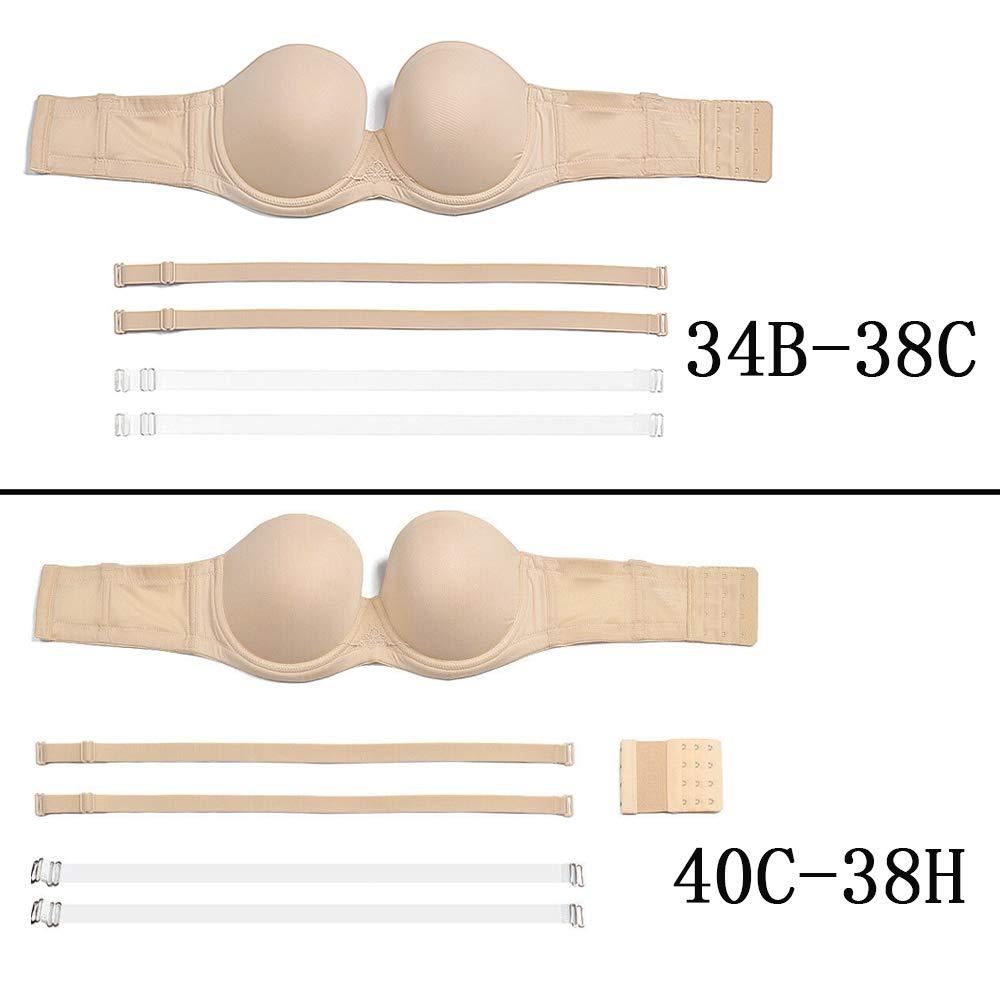 HWDI HWDI 42DDD Strapless Multiway Convertible Bras Underwired Clear Straps Bra for Women Plus Size Beige
