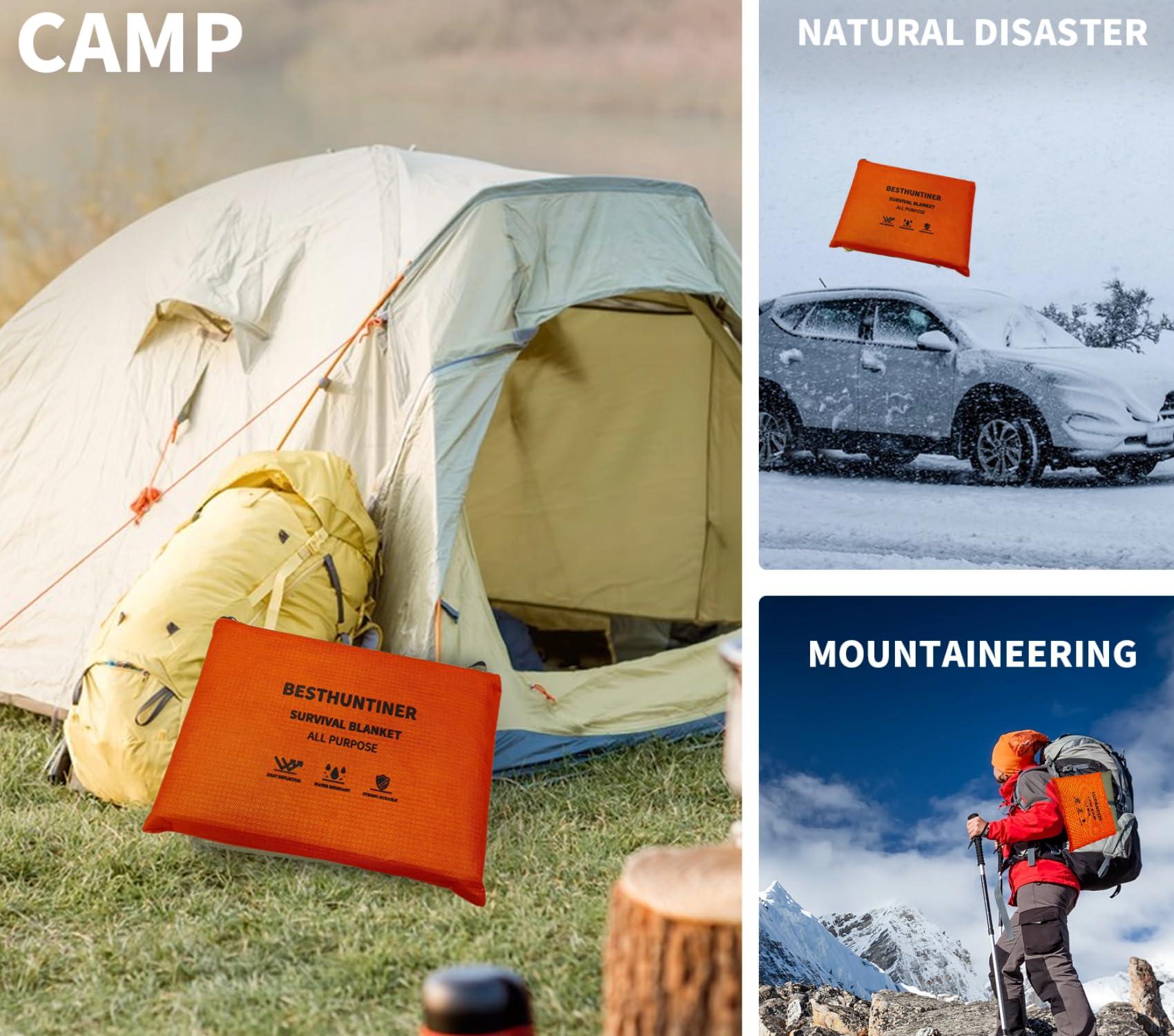 BESTHUNTINER BESTHUNTINER Heavy Duty Survival Blanket -Multifunctional Reflective Tarp Thermal Blanket - 60\" x 83\" Waterproof Sandproof for Camping Hiking Outdoors Multifunctional Emergency Blanket