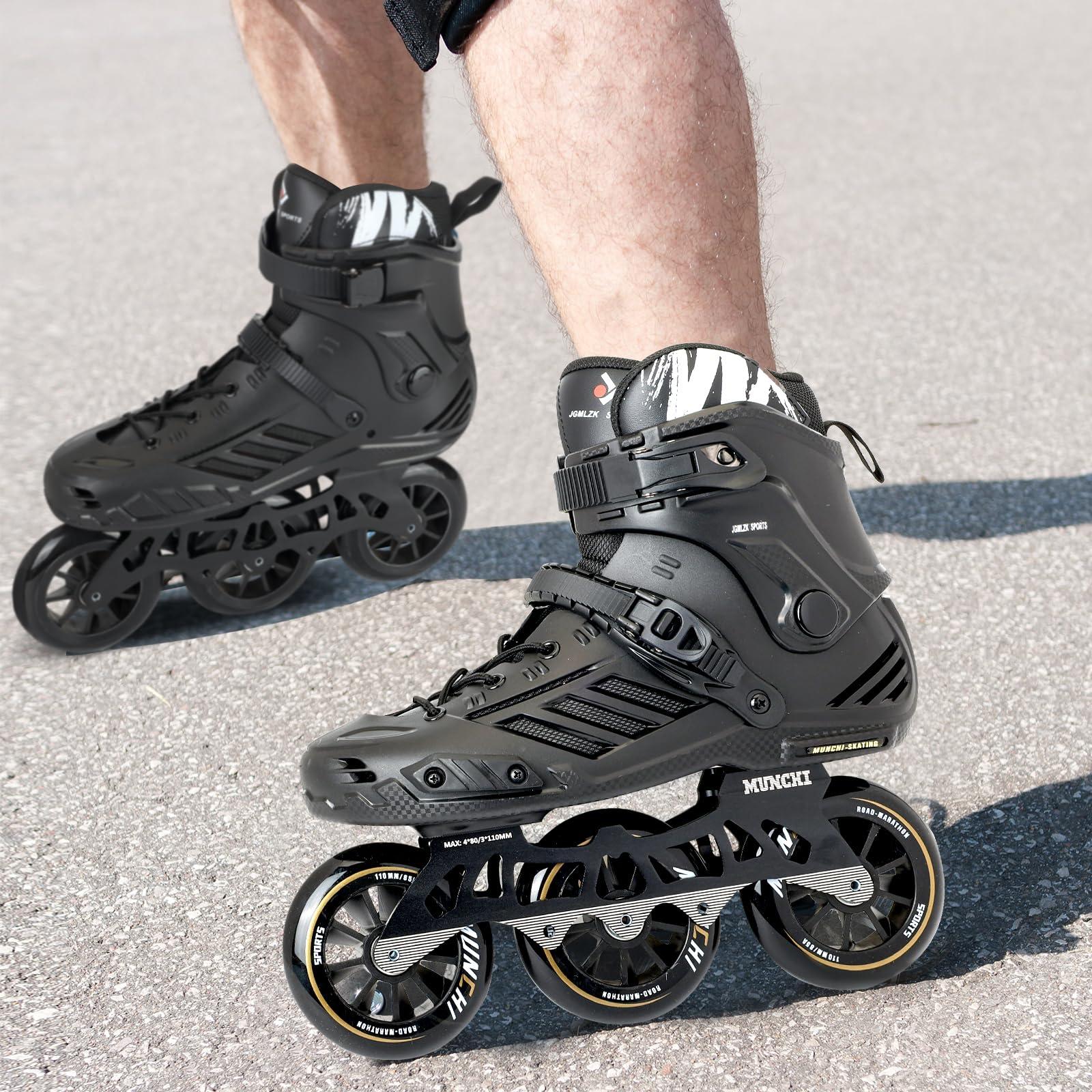 JGMLZK 3 Wheels Fitness Inline Speed Skates for Unisex110mm Roller Skates Blades (White, Men 6.5/Women 7.5 39)