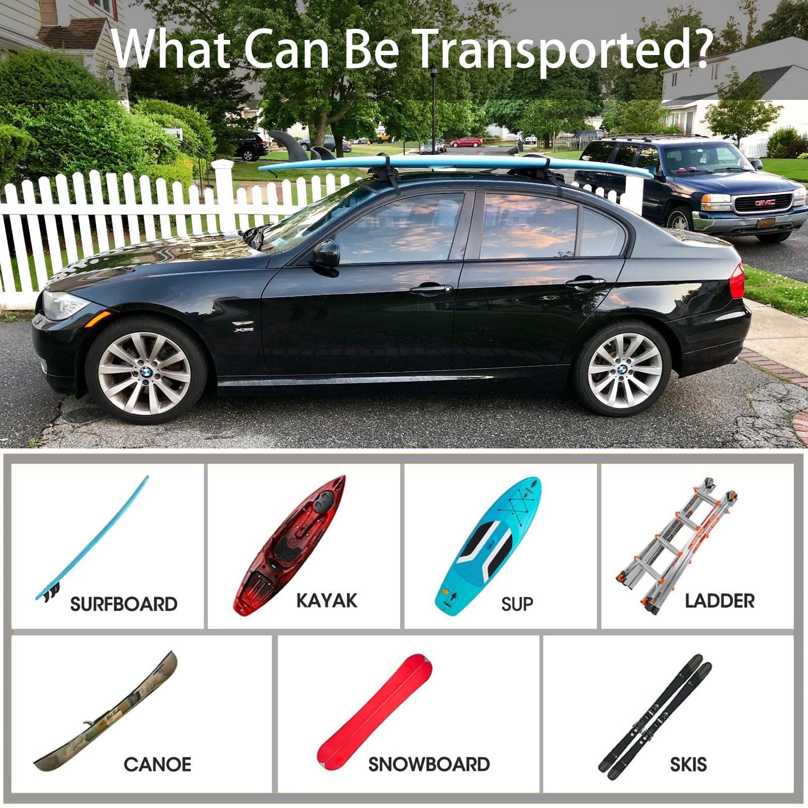WONITAGO WONITAGO Premium 'No Scratch' Silicon Tie Down Cam Straps for Surfboards, Kayaks, SUP Paddleboards, Canoes, Snowboards 12ft (Pair)
