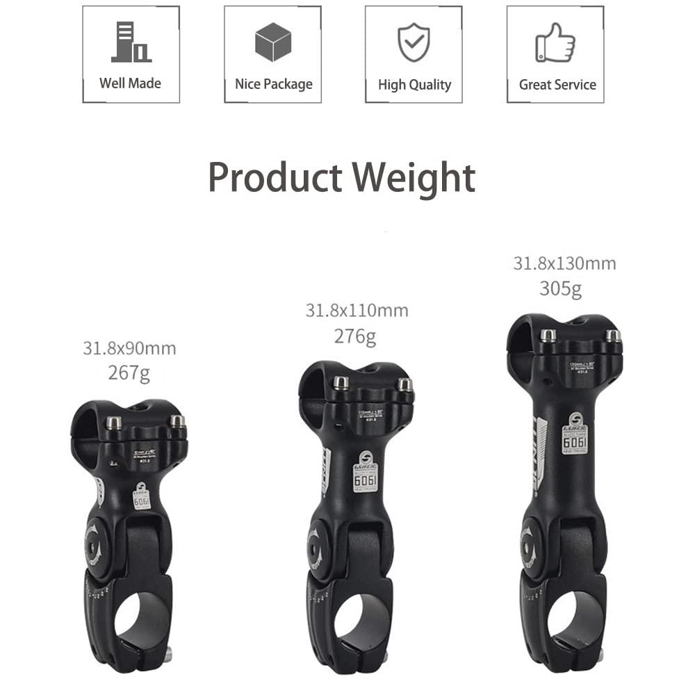 PHILODO PHILODO 31.8 Bike Stem Adjustable 0-60 Degree Bicycle Stem Handlebar Riser Extender for Road Bike, Mountain Bike (Only Fit 1.25"/31.8mm Handlebar)