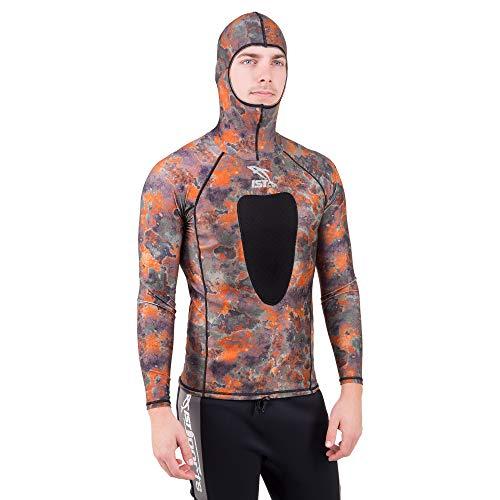 IST IST VSH-100 Camouflage Spearfishing Rash Guard with Hood, Loading Pad (Brown Camo, Medium)