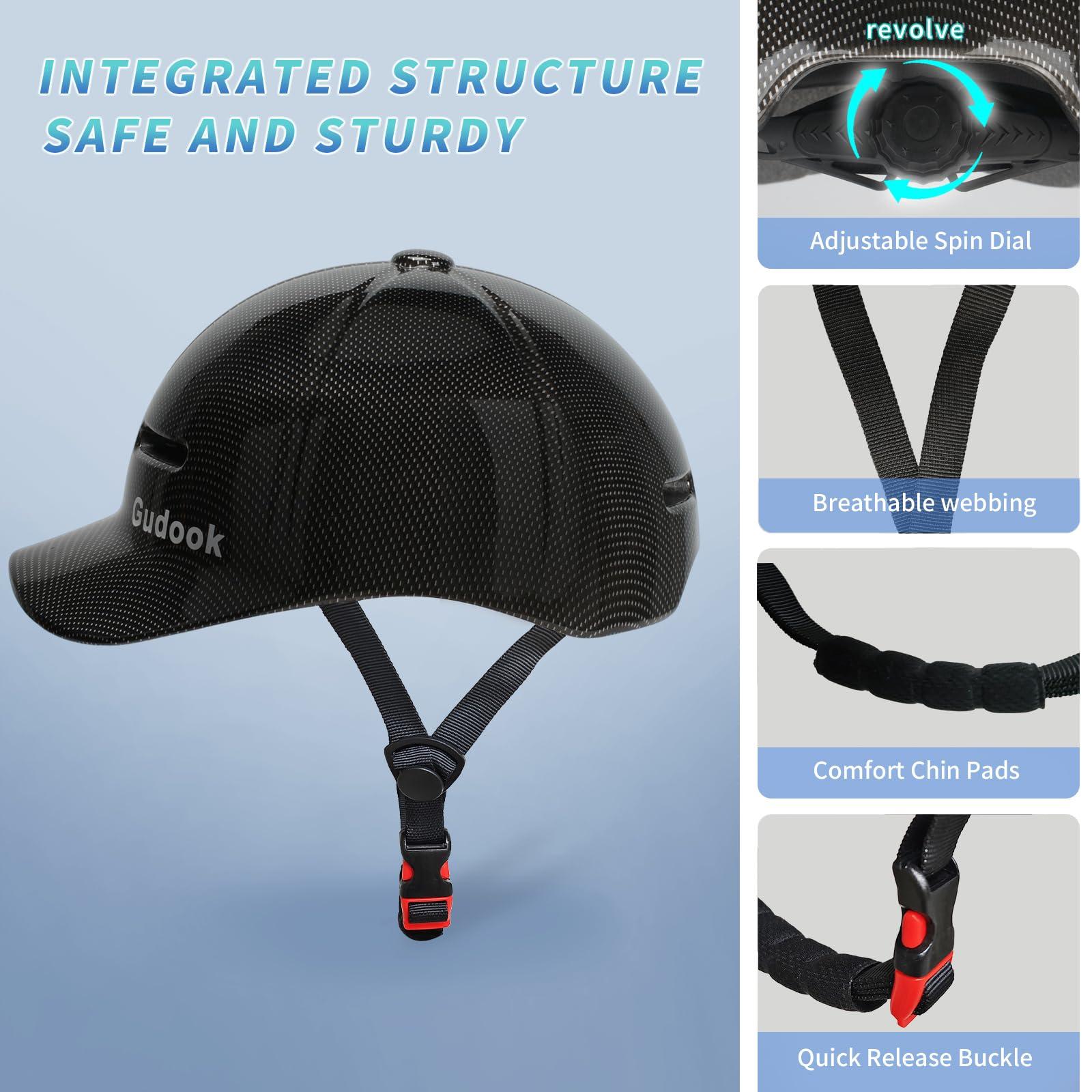 Gudook Gudook Adult Bike Helmets for Men - Women Bicycle Helmet - Certified Comfort Lightweight Adjustable Baseball Cap Style Cycling Helmet for Urban Commuter Road Biking Scooter