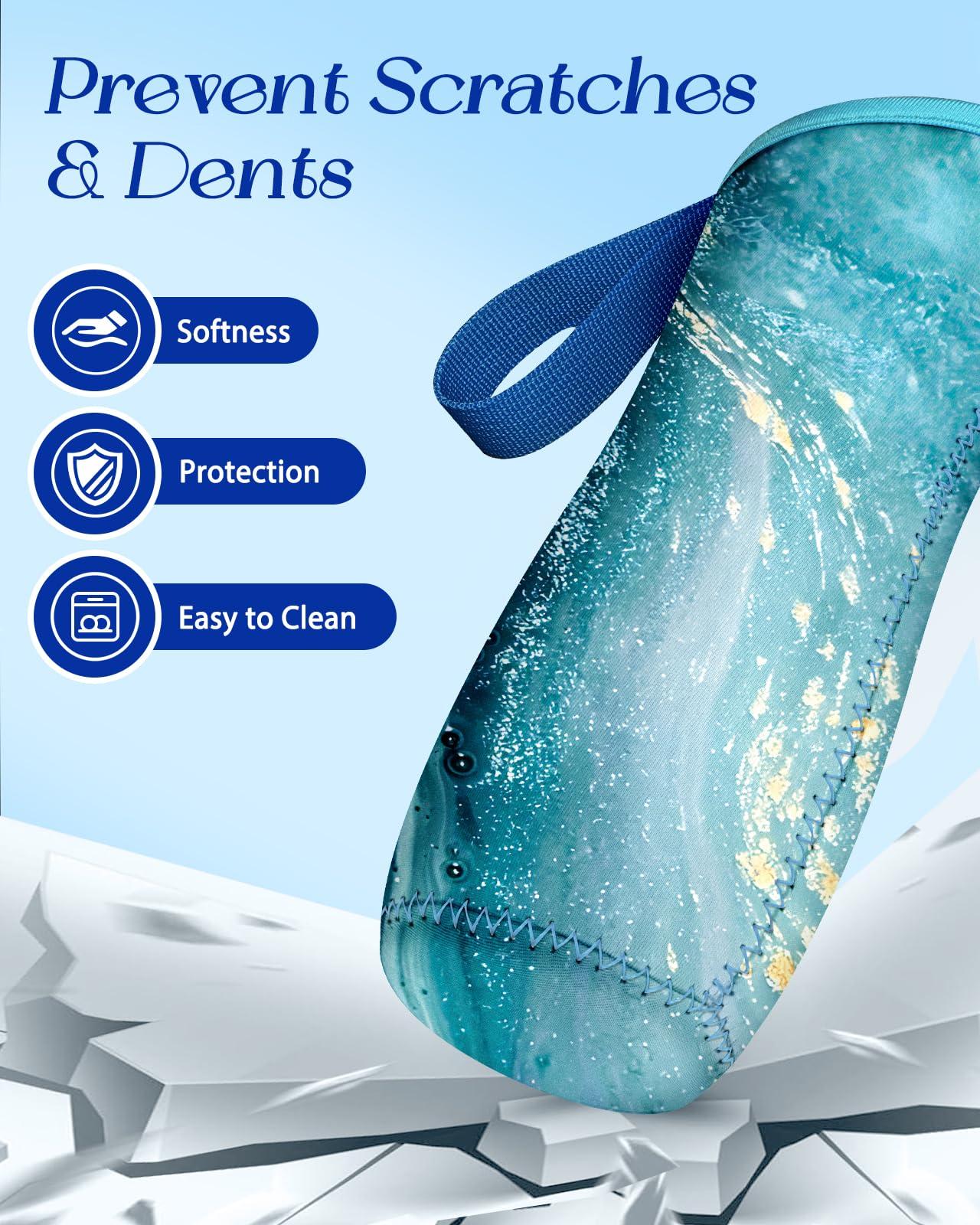 Toykee Toykee Water Bottle Sleeve for Cirkul 22 oz - 2 Pack Bottle Cover Holder Carrier with Handle Strap Blue Purple Marble Print