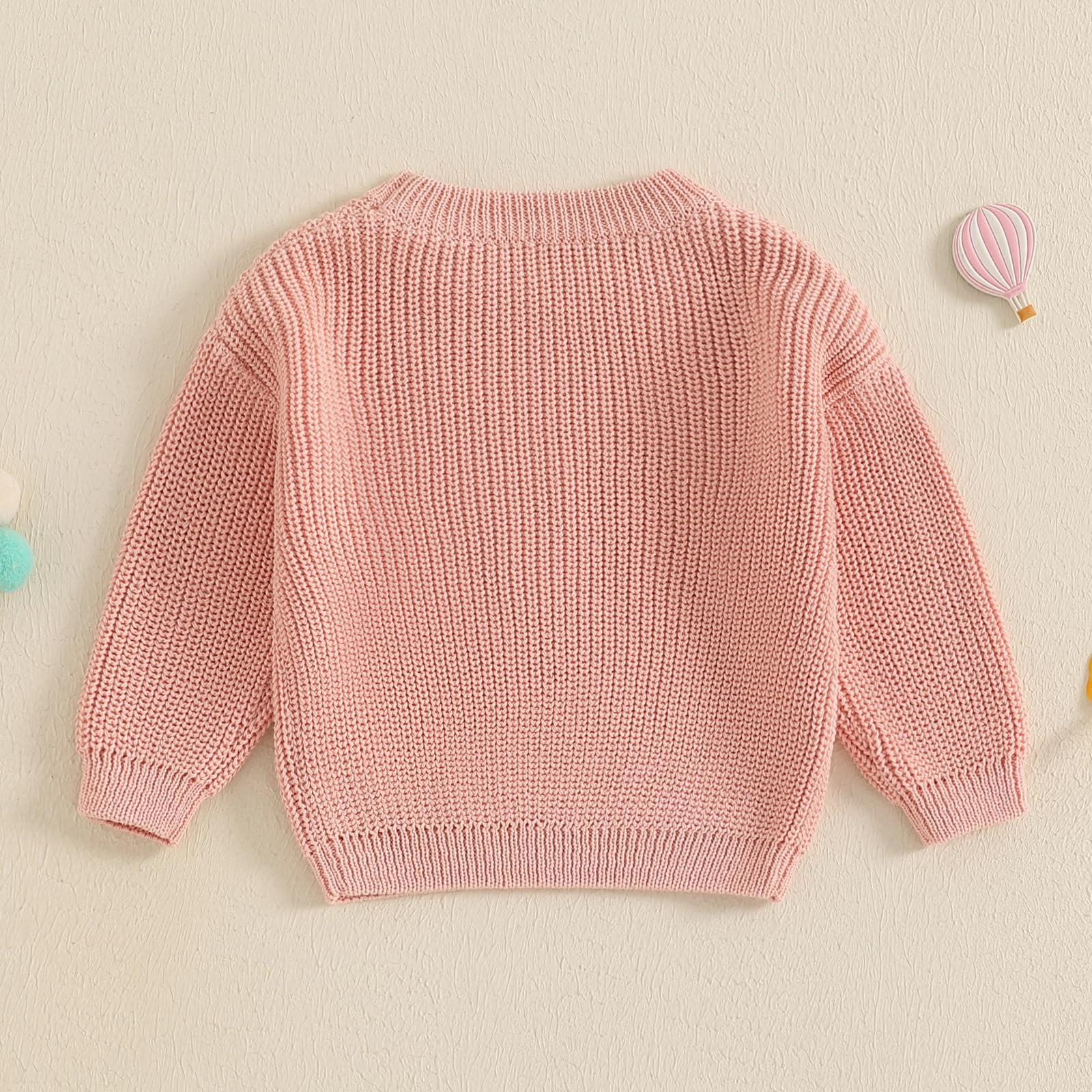 Aiwpstoin Mommy and Me Sweater Matching Family Outfit Long Sleeve Knit Sweater Pullover Mom and Baby Clothes (Baby, 3-6 Months, Light Pink)