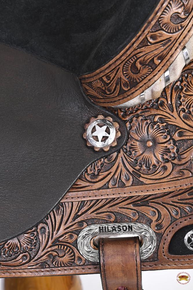 HILASON HILASON Western Horse Treeless Saddle American Leather Trail Barrel Tack | for Horses