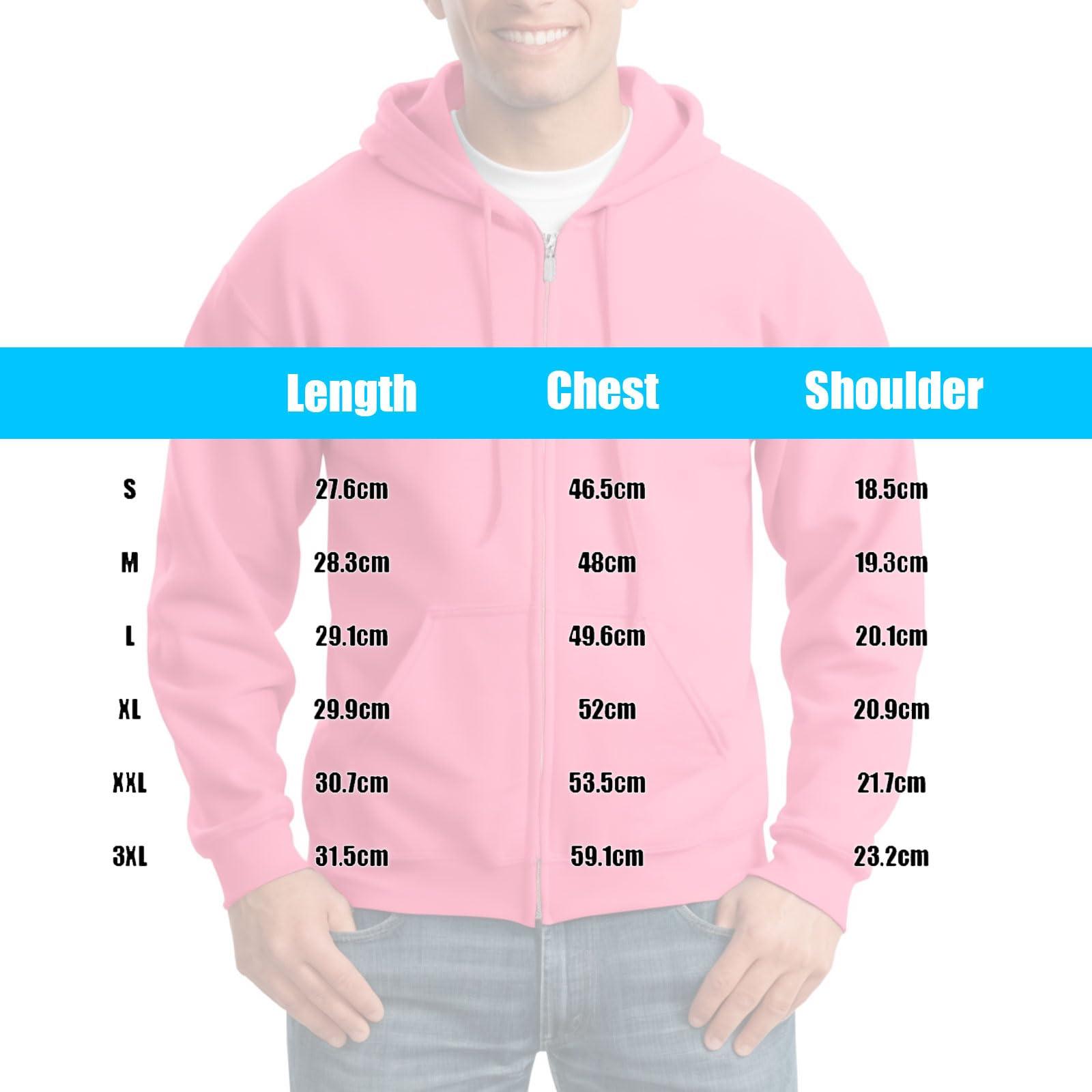 Mlgaril Mlgaril Pink Mens Zip Up Hoodie Long Sleeve Fleece Full-zip Hooded Sweatshirt Pullover With Kangaroo Pocket S