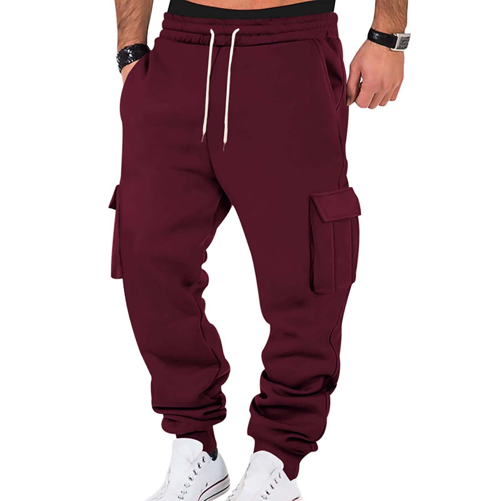 Bakgeerle Baggy Cargo Sweatpants for Men Drawstring Waist Fleece Lined Joggers with Pockets Soft Athletic Workout Track Pants Sweat Pants Mens Sweatpants for Men Cargos Pants Men Men Sweatpants