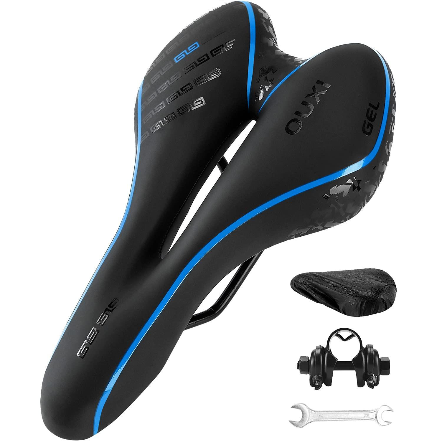 OUXI OUXI Comfort Bike Seat Comfortable Gel Bicycle Saddle Replacement Soft Padded with Shock Absorbing Waterproof for MTB Mountain Bike Road Bike Exercise Bike Men Women and Ladies - Blue