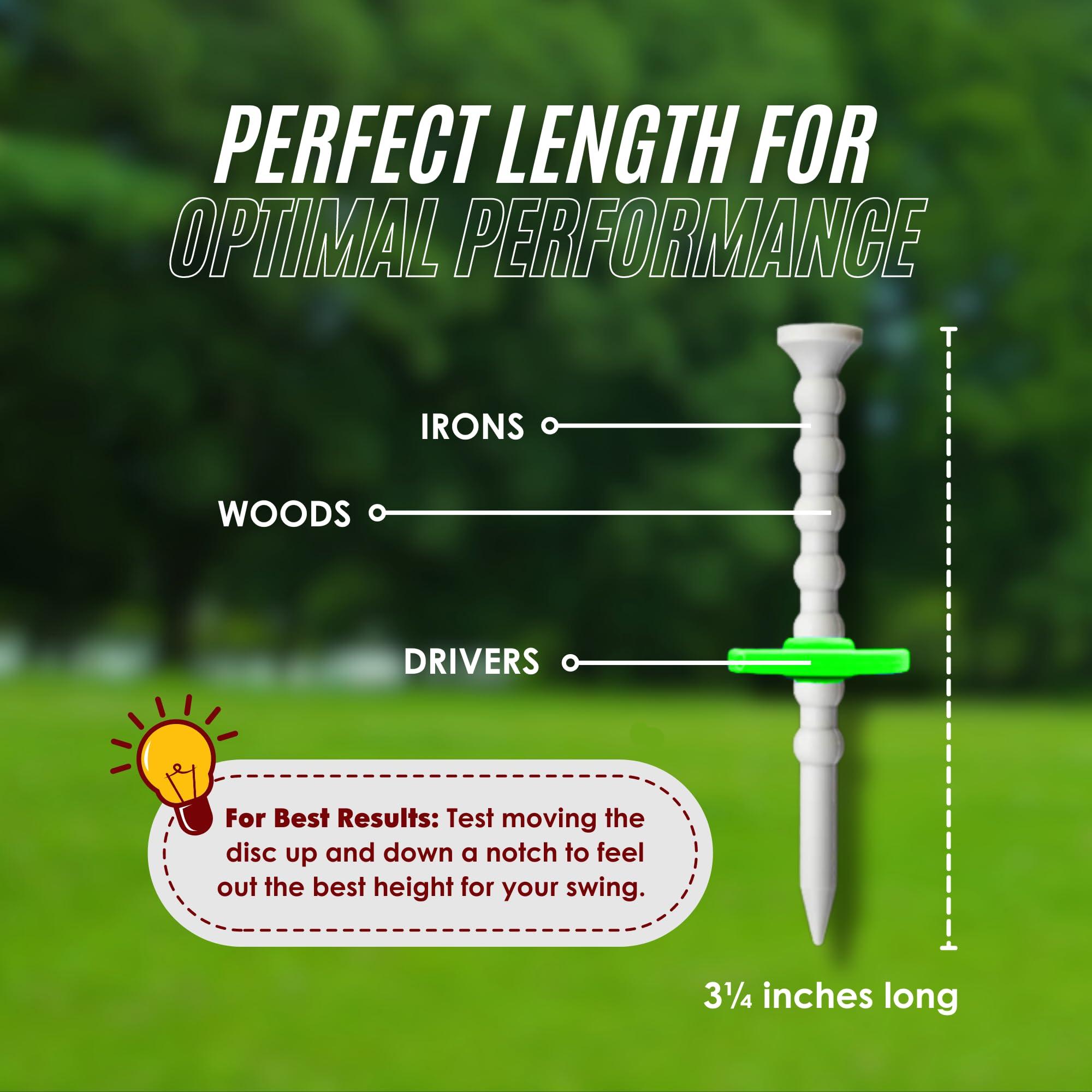 YATTA GOLF YATTA GOLF Telos Premium Golf Tees Adjustable Golf Tees Tee Off with Greater Consistency & Shoot Better Scores - Unbreakable Golf Tees Lasts The Average Golfer A Season (3 Pack, Lucky Green)
