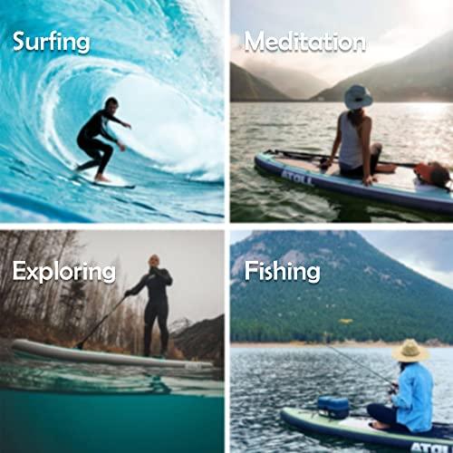 Atoll Atoll Inflatable Paddle Board with Premium SUP Stand Up Paddle Board Accessories & Back Pack, Non-Slip Comfort Deck for Unisex Adult - 11ft (Army Green)