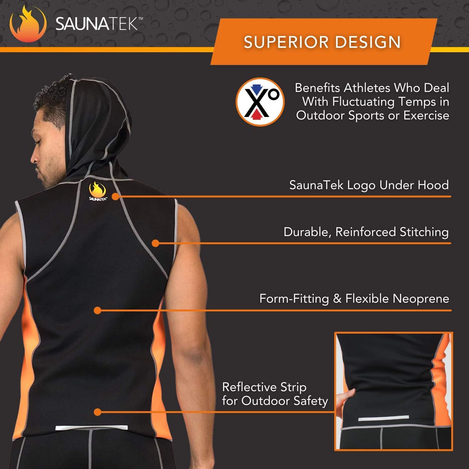 SaunaTek SaunaTek Men\'s Sauna Hooded Vest Sweat Suit for Exercise and Heat Training, Neoprene, X-Large