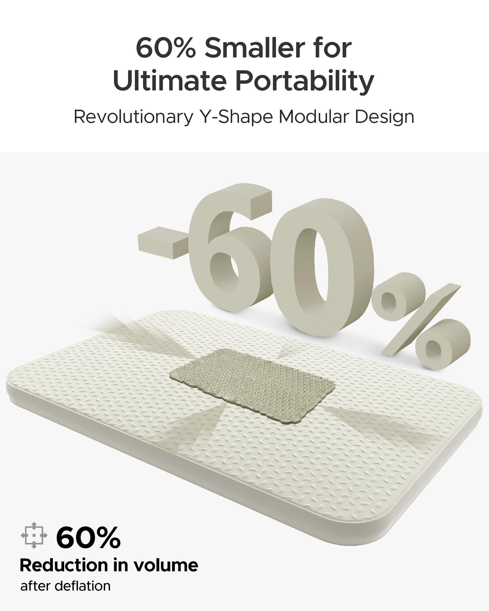 ACACIA Acacia 4.3" Thick Self Inflating Sleeping Pad with Foam, Innovative Y-Shaped Telescopic Structure, Ultraportable Camping Mattress, Outdoor Compact Air Mat for Tent Car Backpacking, Single