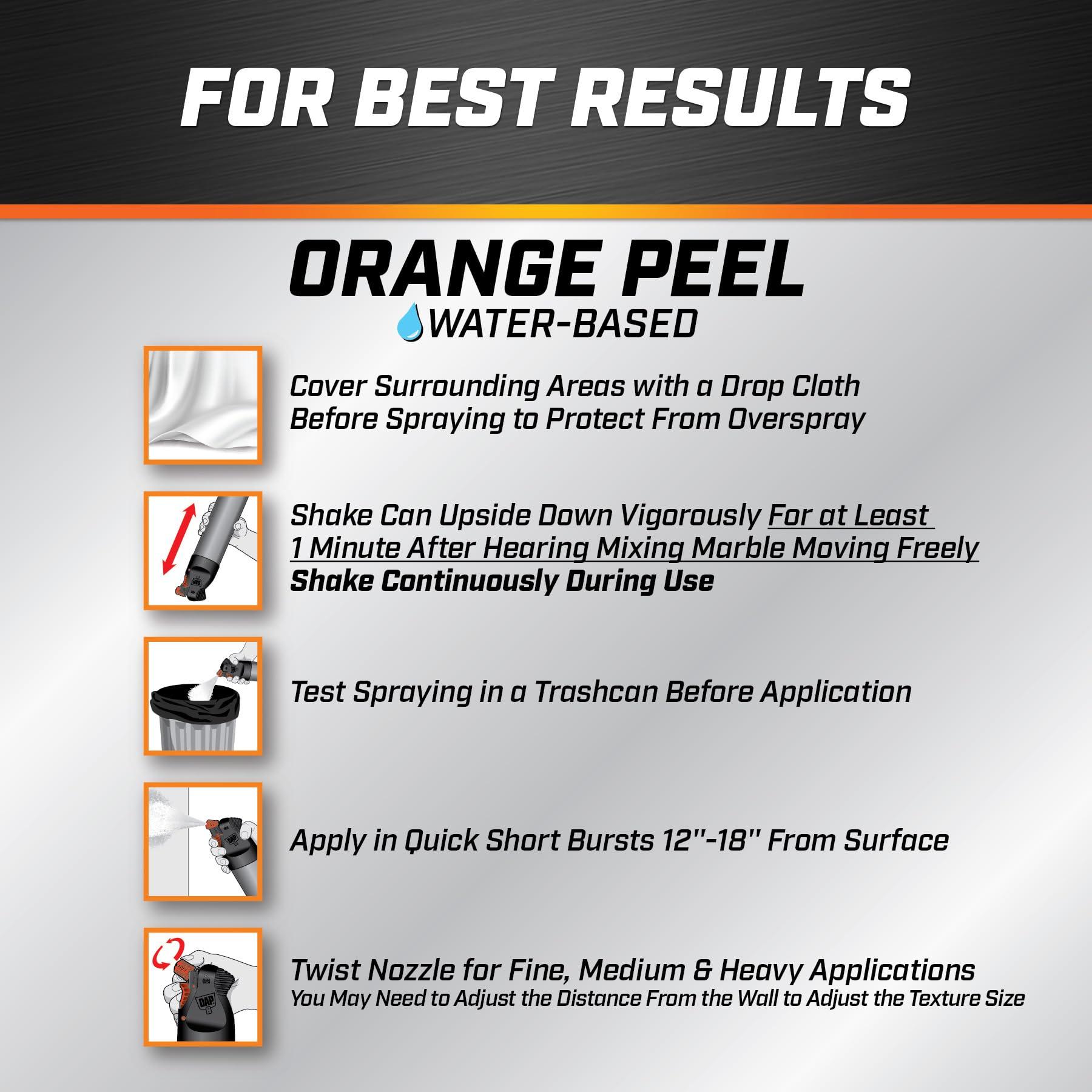 DAP DAP Spray Texture Orange Peel Water Based 2n1 Wall & Ceiling Texture Spray with Aim Tech Nozzle, White, 25 Oz (7079850005)