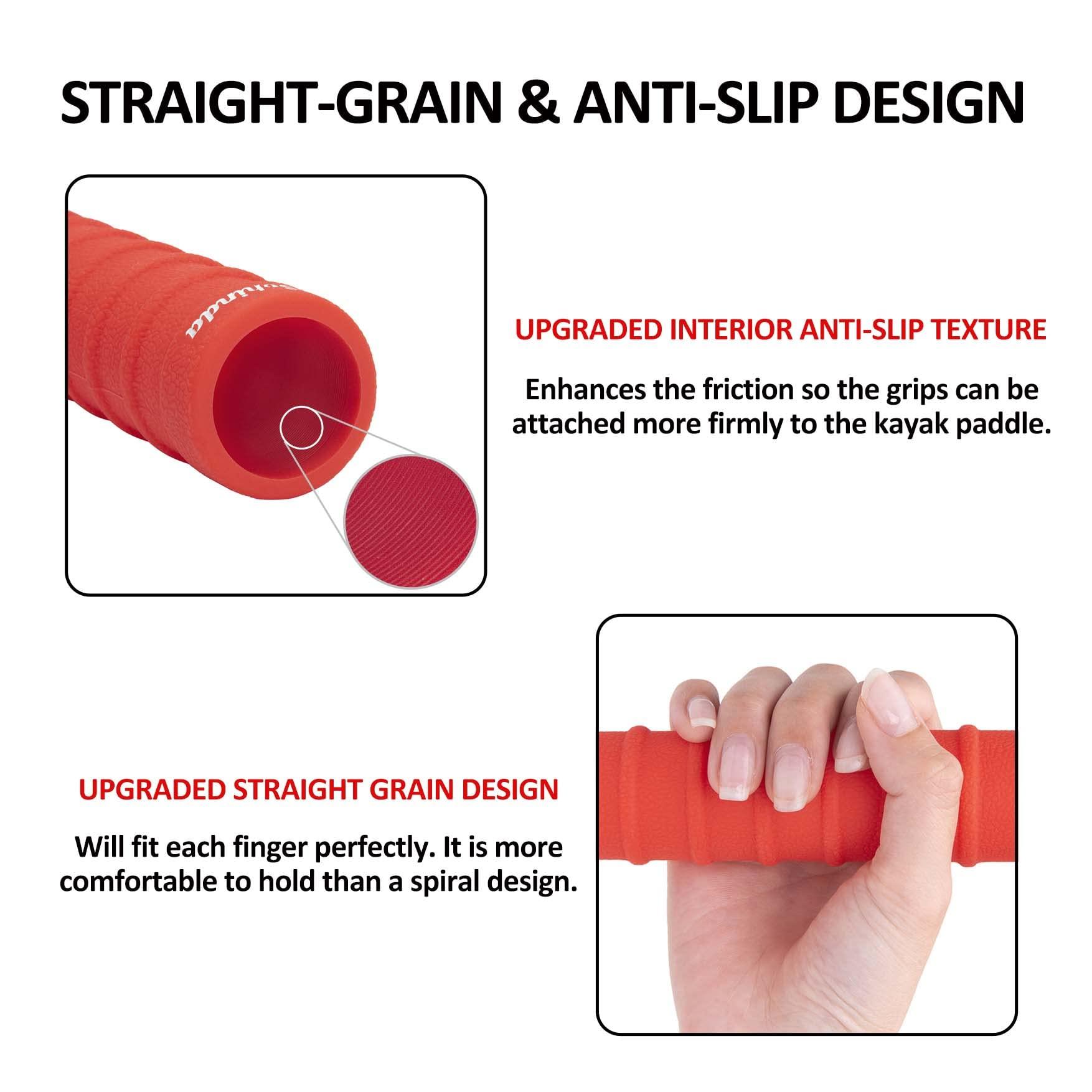 Sohinda Sohinda Kayak Paddle Grips, Kayaking Accessories No-Slip Grips for Kayak Paddles, Blister Prevention Silicone Paddle Grips, Kayak Accessories for 30mm/1.18 inches Diameter Take-Apart Paddles(Red)