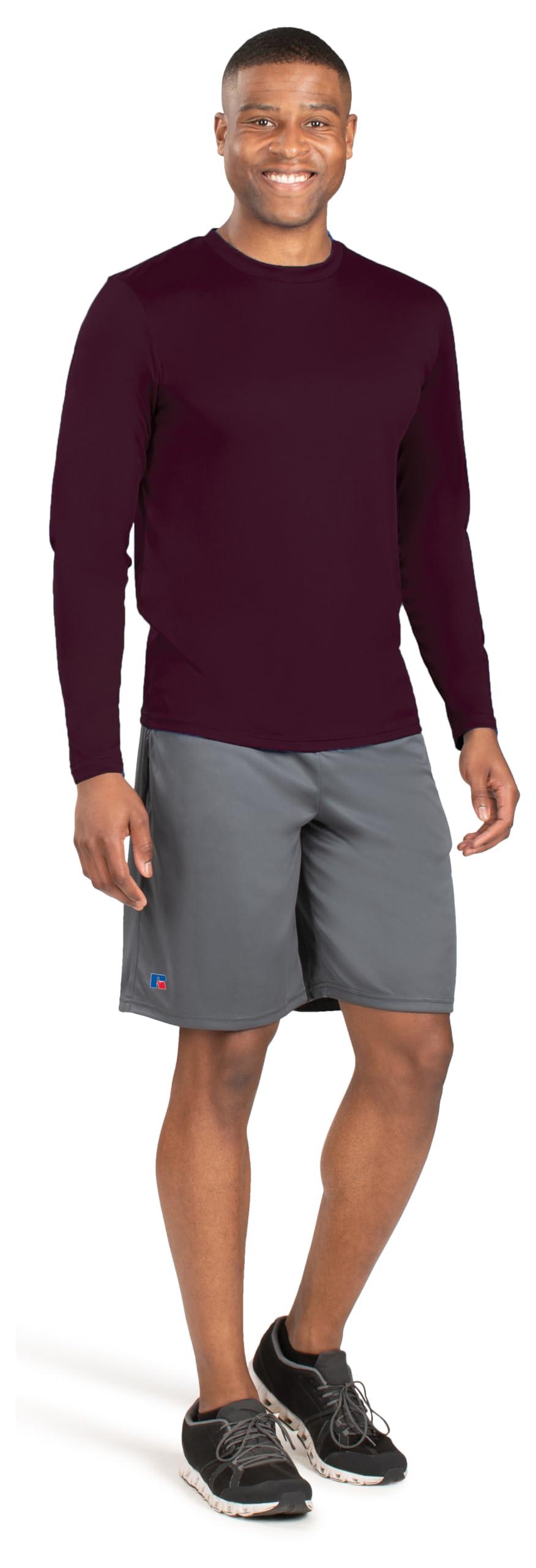 Russell Athletic Russell Athletic Men\'s Long Sleeve Performance Tee, Maroon, Medium
