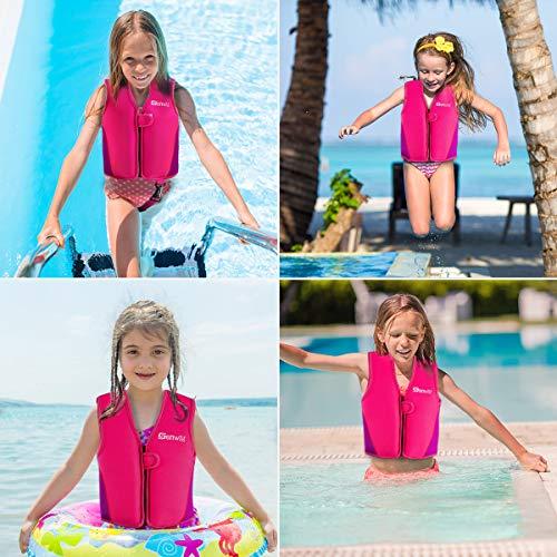 Genwiss Toddler Girl Swim Vest - Genwiss Baby Swim Vest for Age 3-4 Years Child Kids Fit 28-38 lbs,Size Medium, Pink