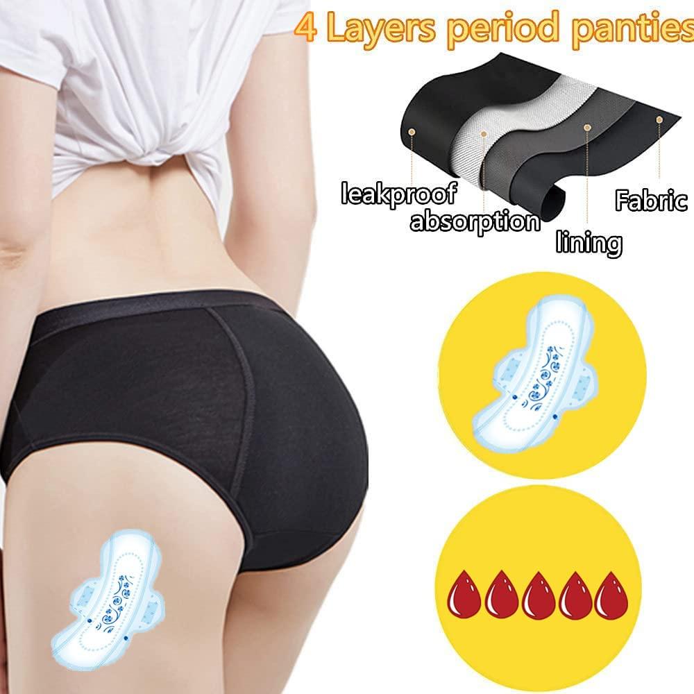 ZVZK ZVZK Period Panties Heavy Flow Women Absorbent Leak Proof Panty Postpartum Pants Menstrual Underwear Briefs 3 Pack (M, 1 PACK)