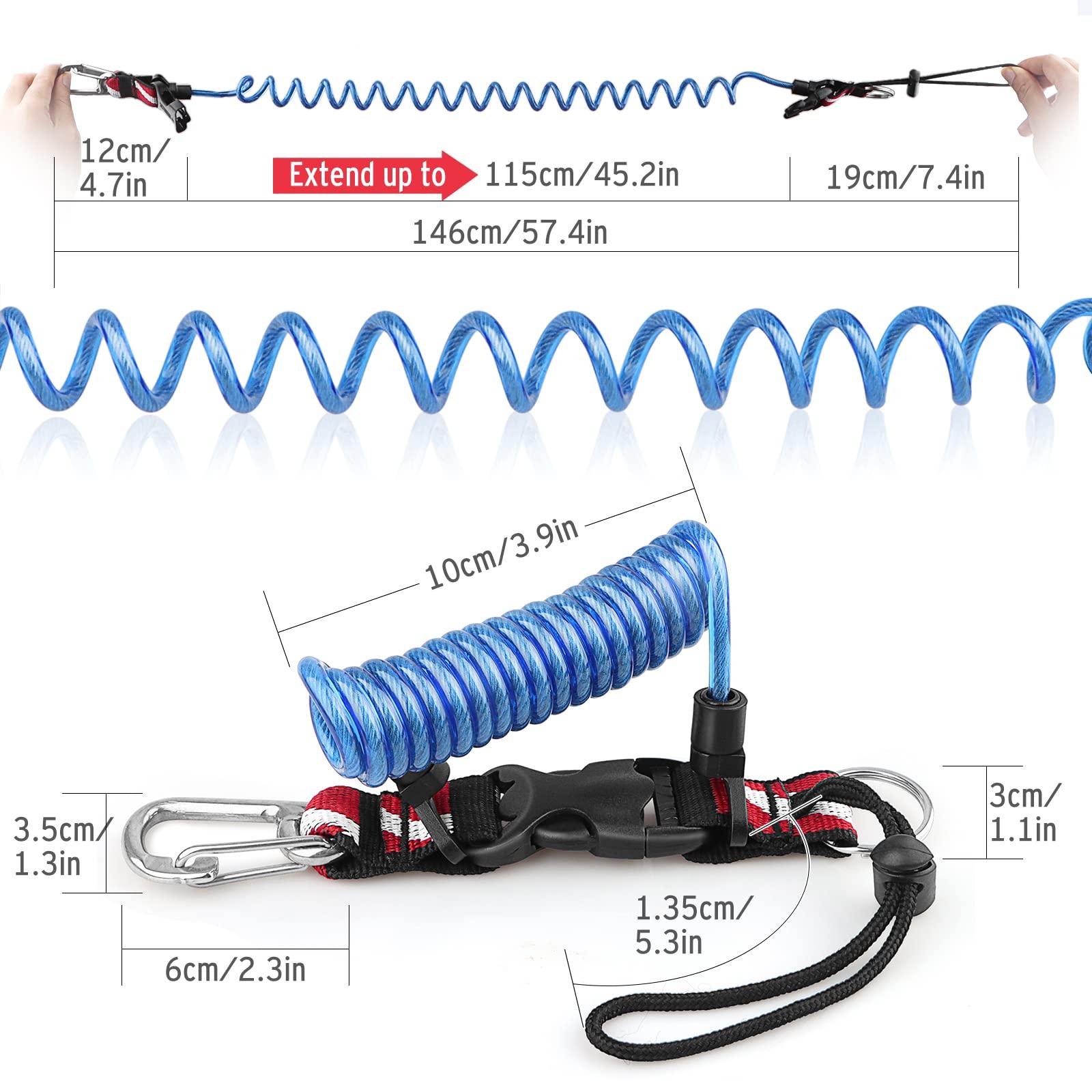 OVOVFANY OVOVFANY Scuba Diving Lanyard + Double-Clips Scuba Retractable Lanyard