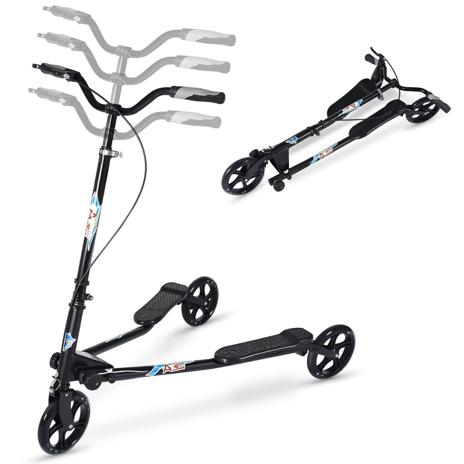 AODI AODI 3 Wheel Foldable Scooter Swing Scooter Tri Slider Kick Wiggle Scooters Push Drifting with Adjustable Handle for Boys/Girl/Adult Age 8 Years Old and Up