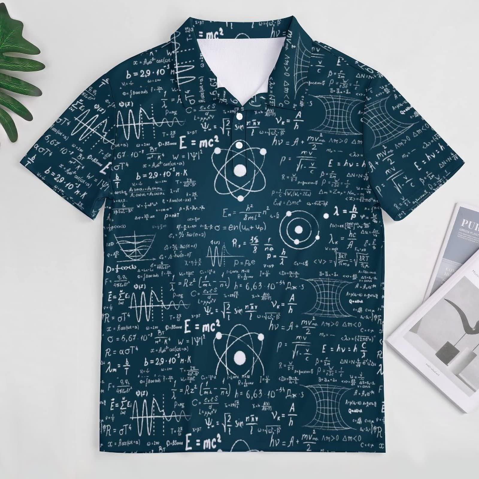 BAIKUTOUAN BAIKUTOUAN Physical Mathematics Science Formula Men's Golf Polo-Shirt Short Sleeve Jersey Tees Casual Tennis Tops XL